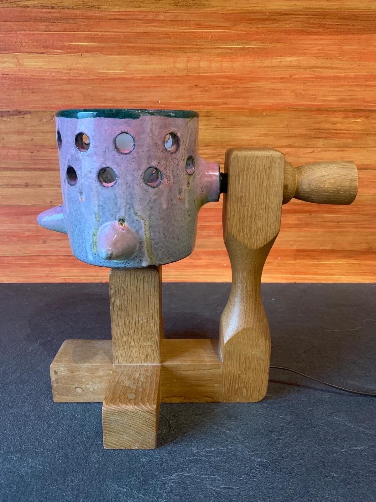 An unusual table lamp by Guillerme et Chambron et ceramic by Boleslaw
Danikowski