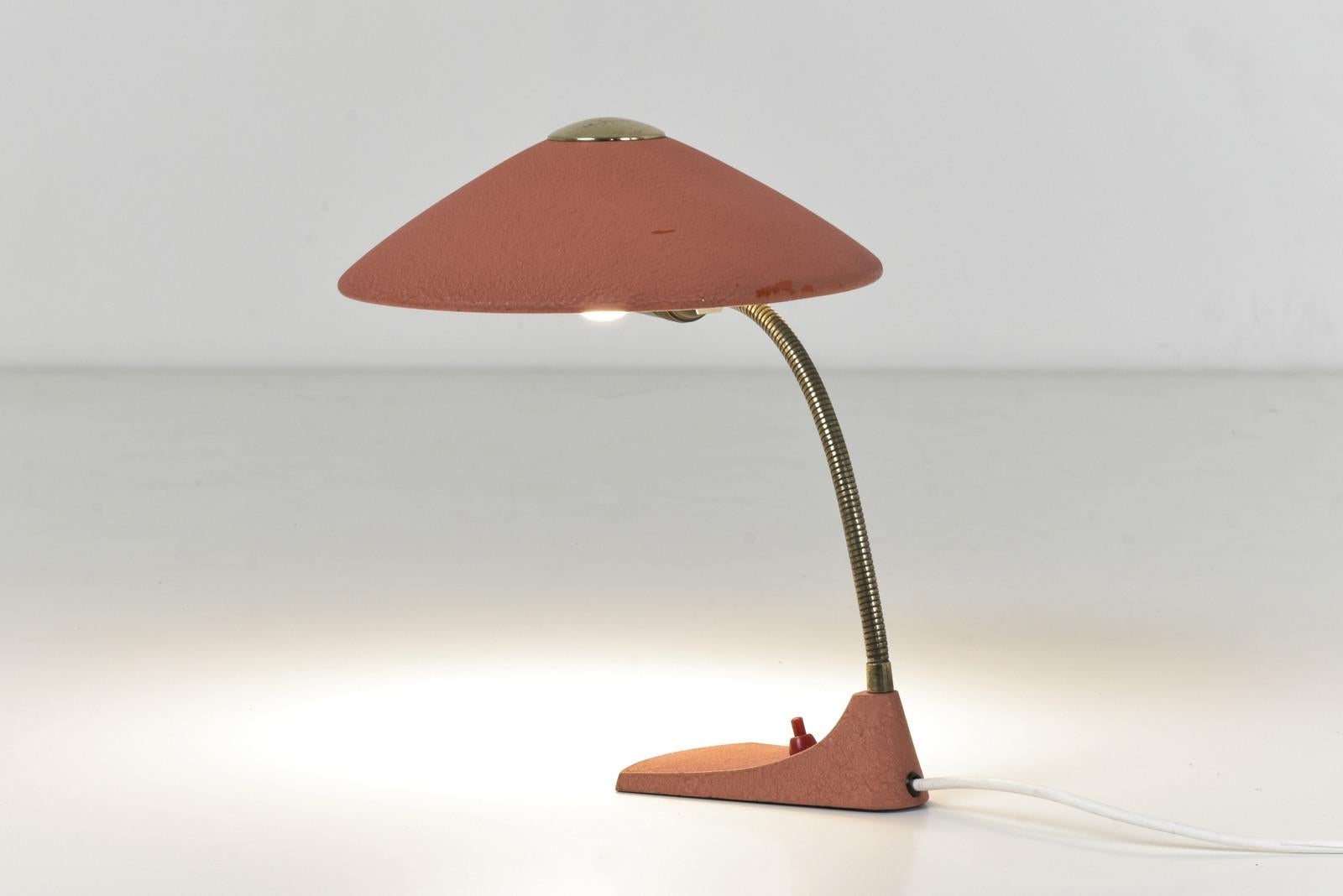 Mid-Century Modern Table Lamp by JP Leuchten in coral, Germany - 1950s  For Sale
