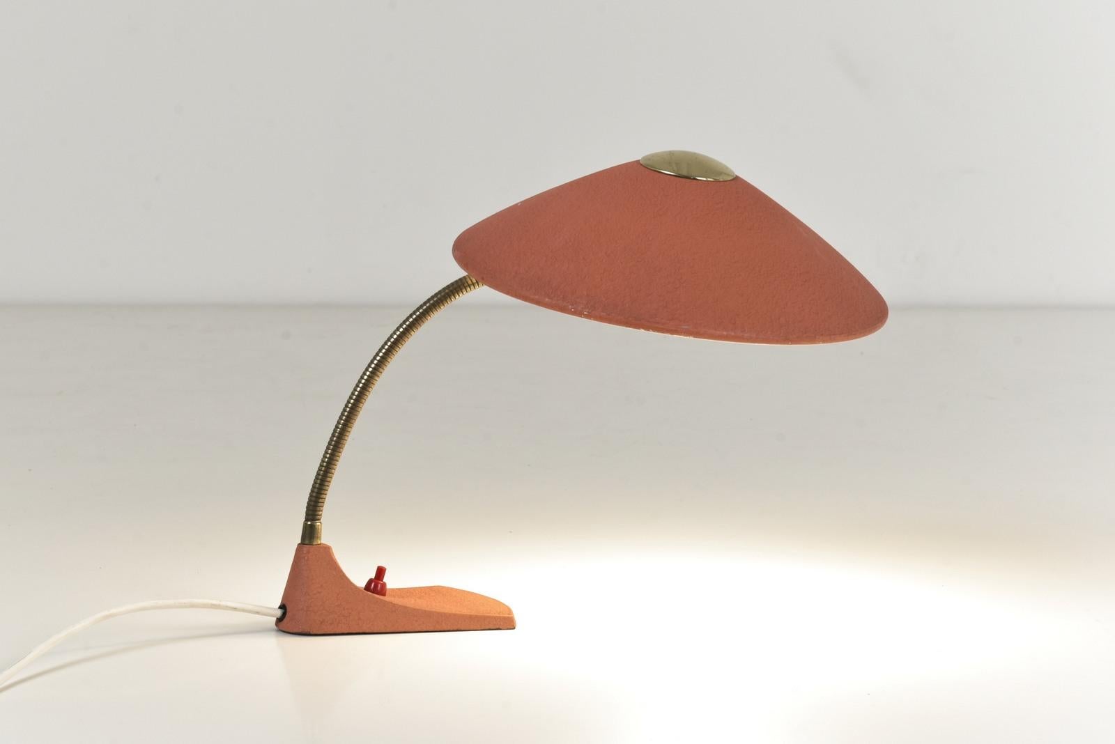 Table Lamp by JP Leuchten in coral, Germany - 1950s  In Good Condition For Sale In Berlin, DE
