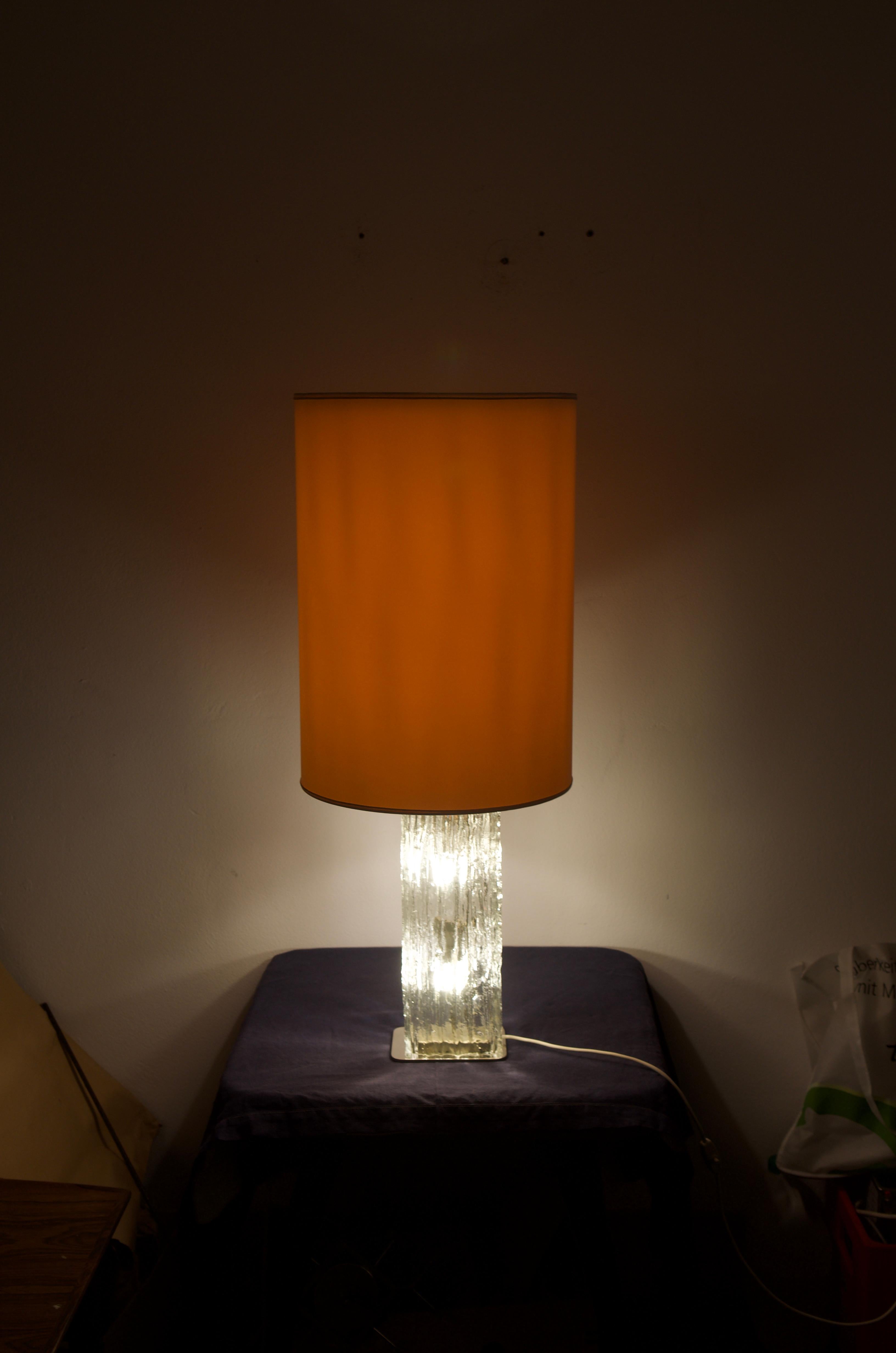 Table Lamp by Kalmar Frankenberg with an Illuminated Ice Glass Stand For Sale 3