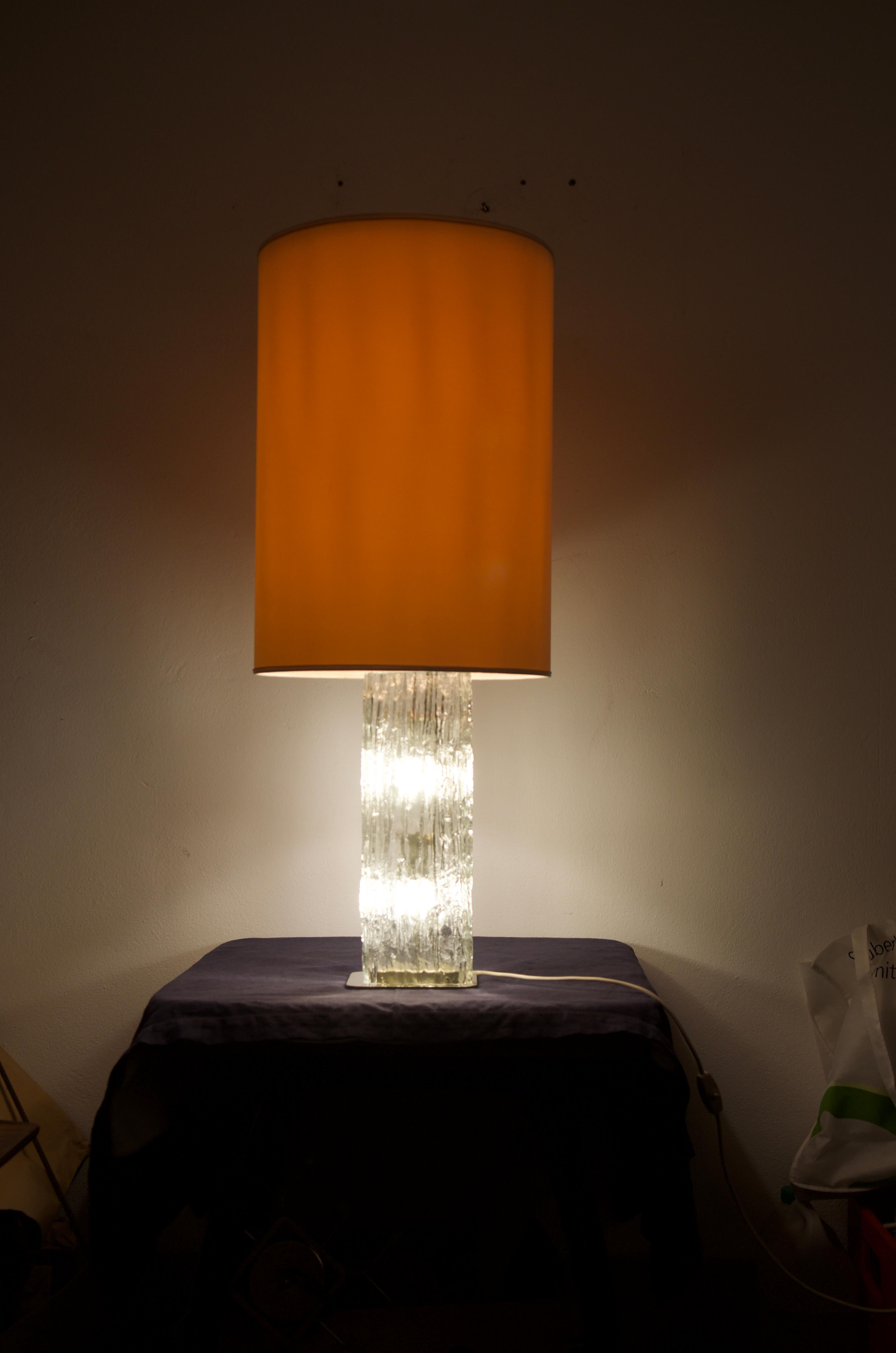 Table Lamp by Kalmar Frankenberg with an Illuminated Ice Glass Stand For Sale 5