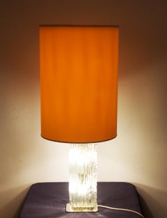 Table Lamp by Kalmar Frankenberg with an Illuminated Ice Glass Stand