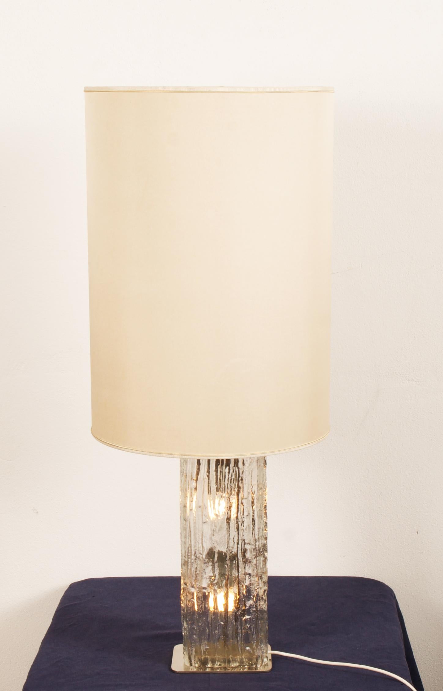 Table Lamp by Kalmar Frankenberg with an Illuminated Ice Glass Stand For Sale 2