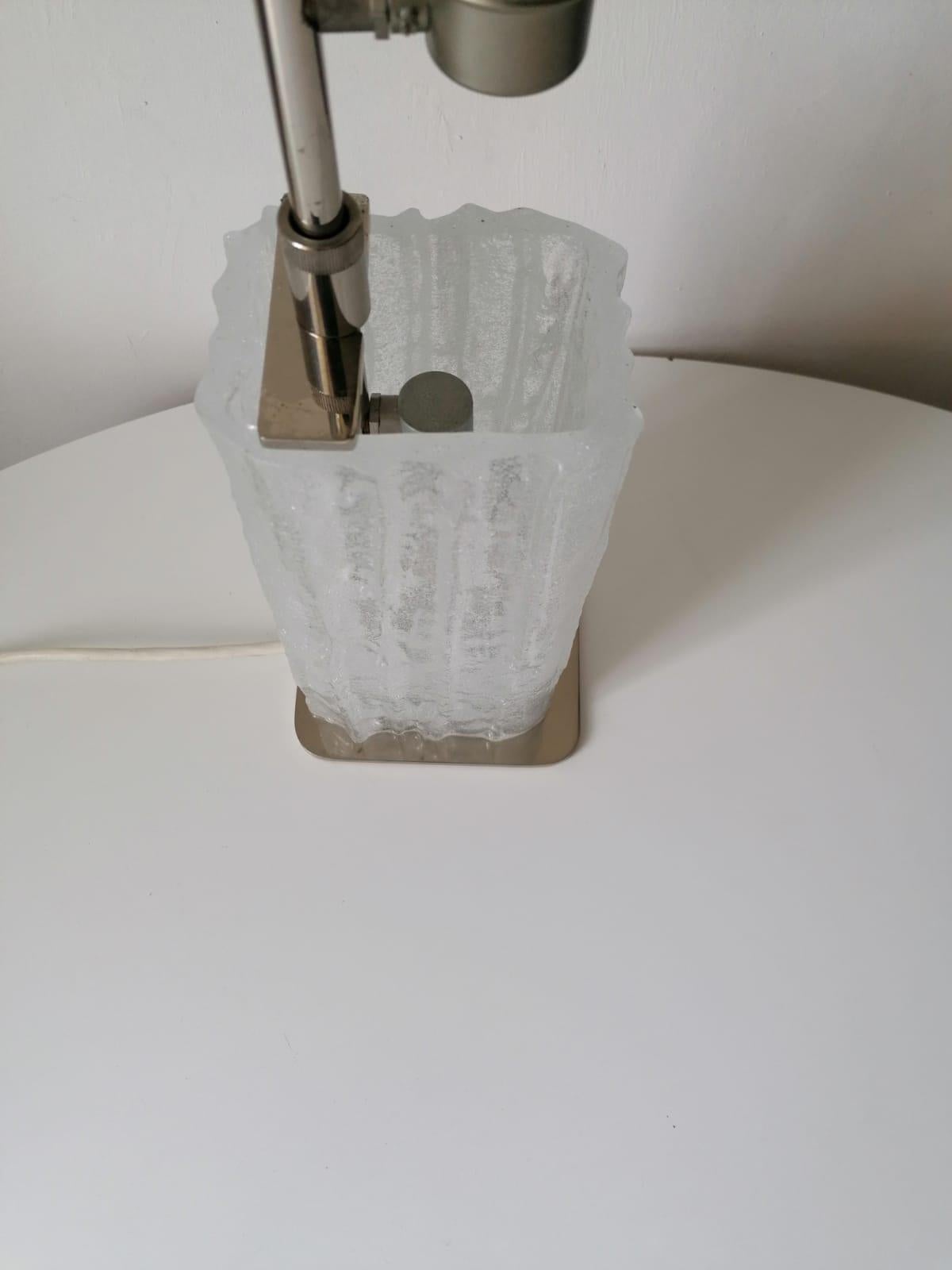 Austrian Table Lamp by Kalmar Vienna with Illuminated Ice Glass Stand For Sale