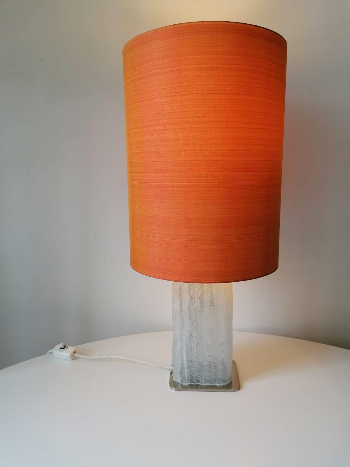 Table Lamp by Kalmar Vienna with Illuminated Ice Glass Stand 1