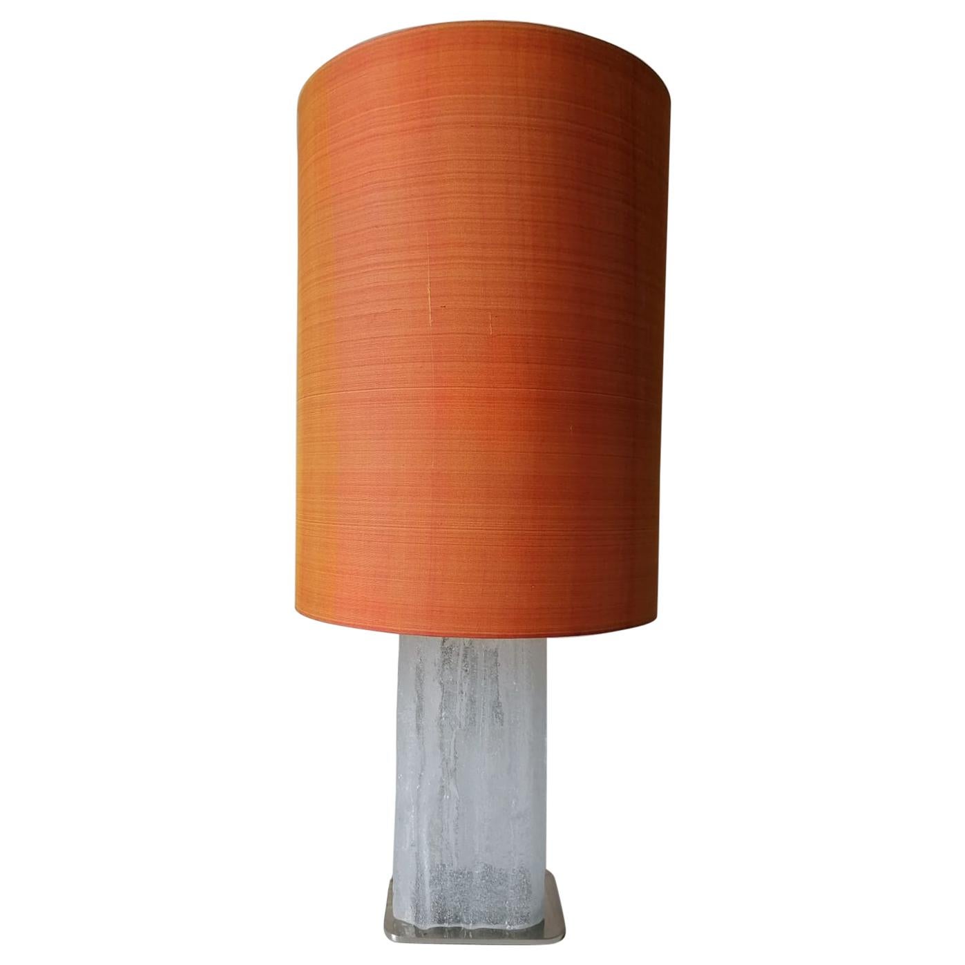 Table Lamp by Kalmar Vienna with Illuminated Ice Glass Stand