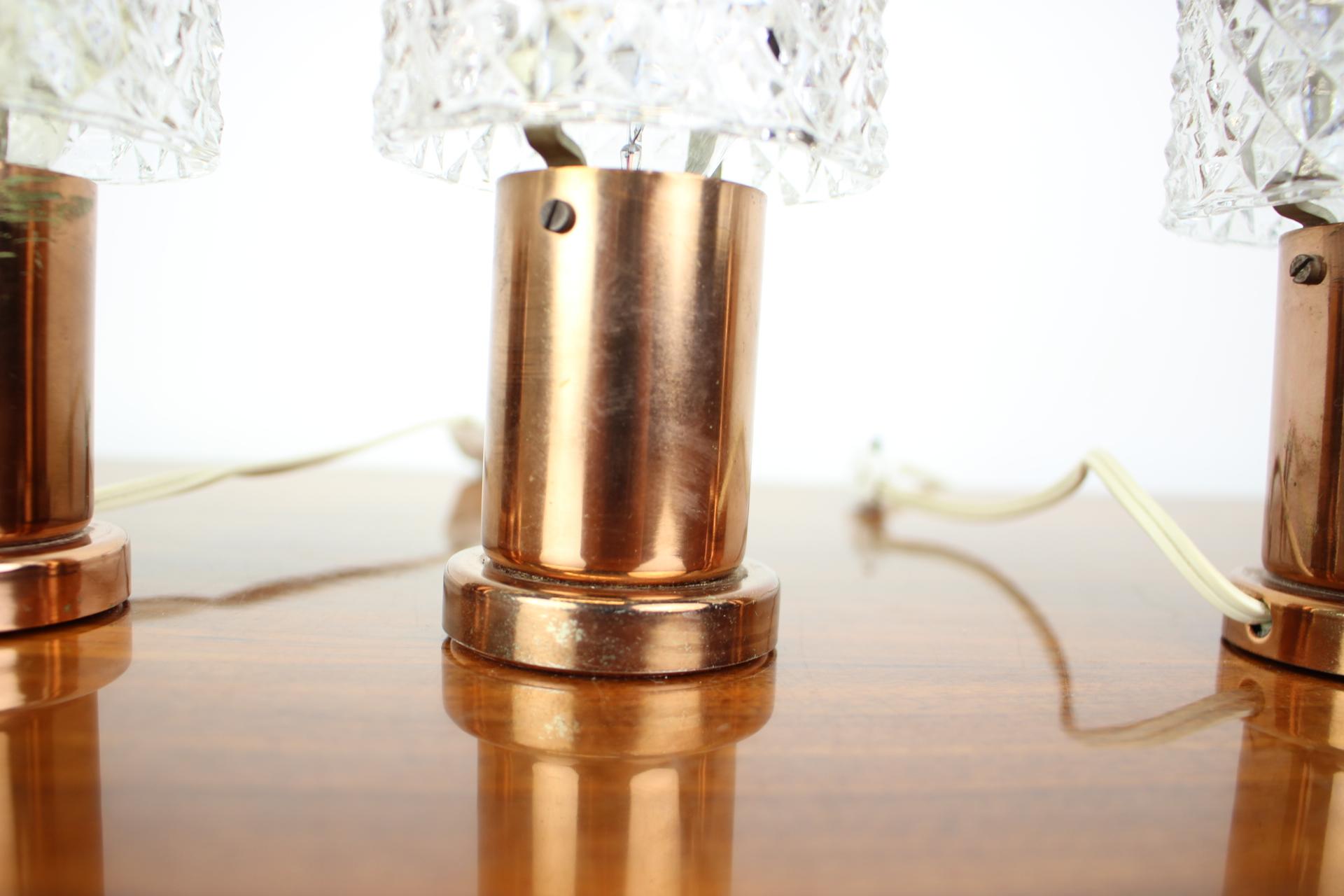Copper Table Lamp by Kamenicky Senov, Preciosa, 1970s For Sale