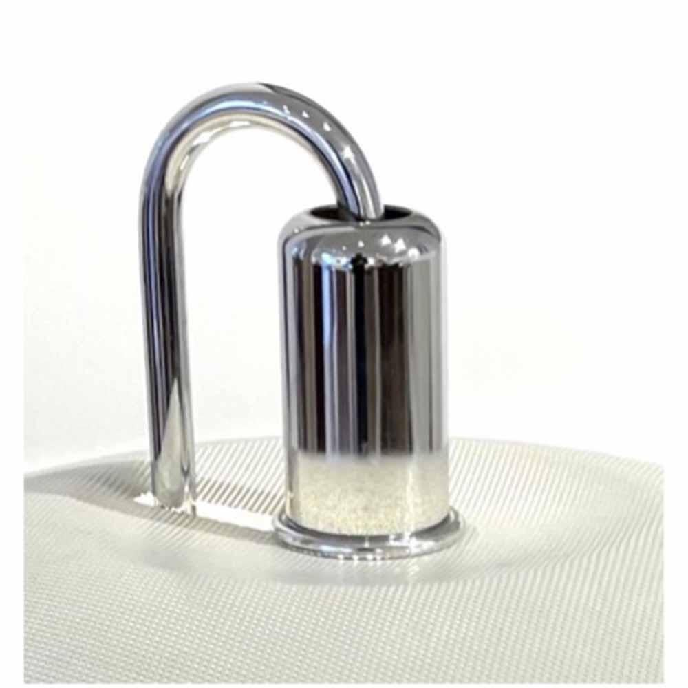 Created by Swedish designers Lindau and Lindekrantz for Zero in the 1970s, this lamp has a very graphic line that is enhanced by its large lacquered and perforated metal shade. Perfect condition.