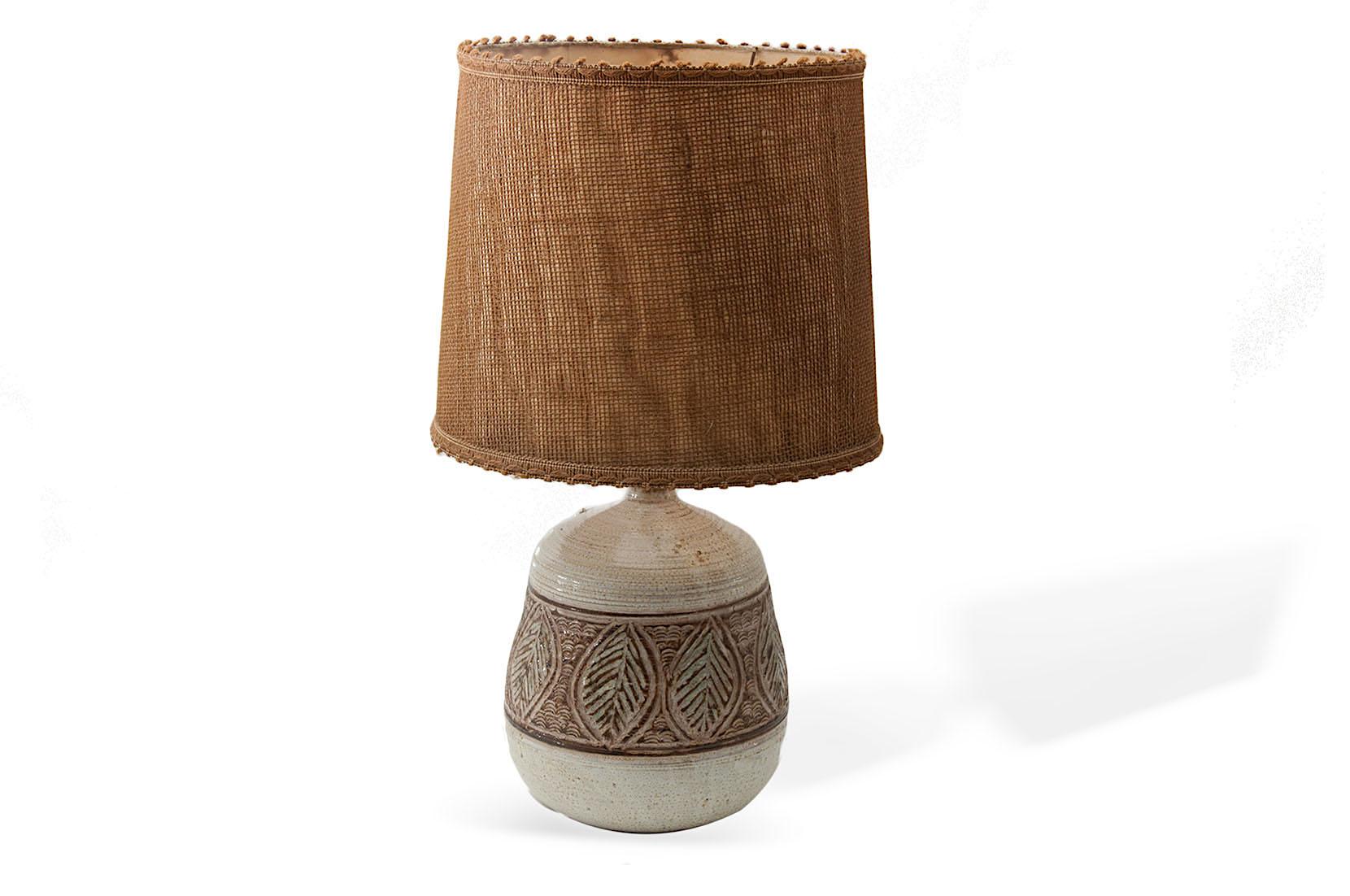 Straw Table Lamp by Louis Giraud in Sandstone, Grey Color, Vallauris, France, 1960