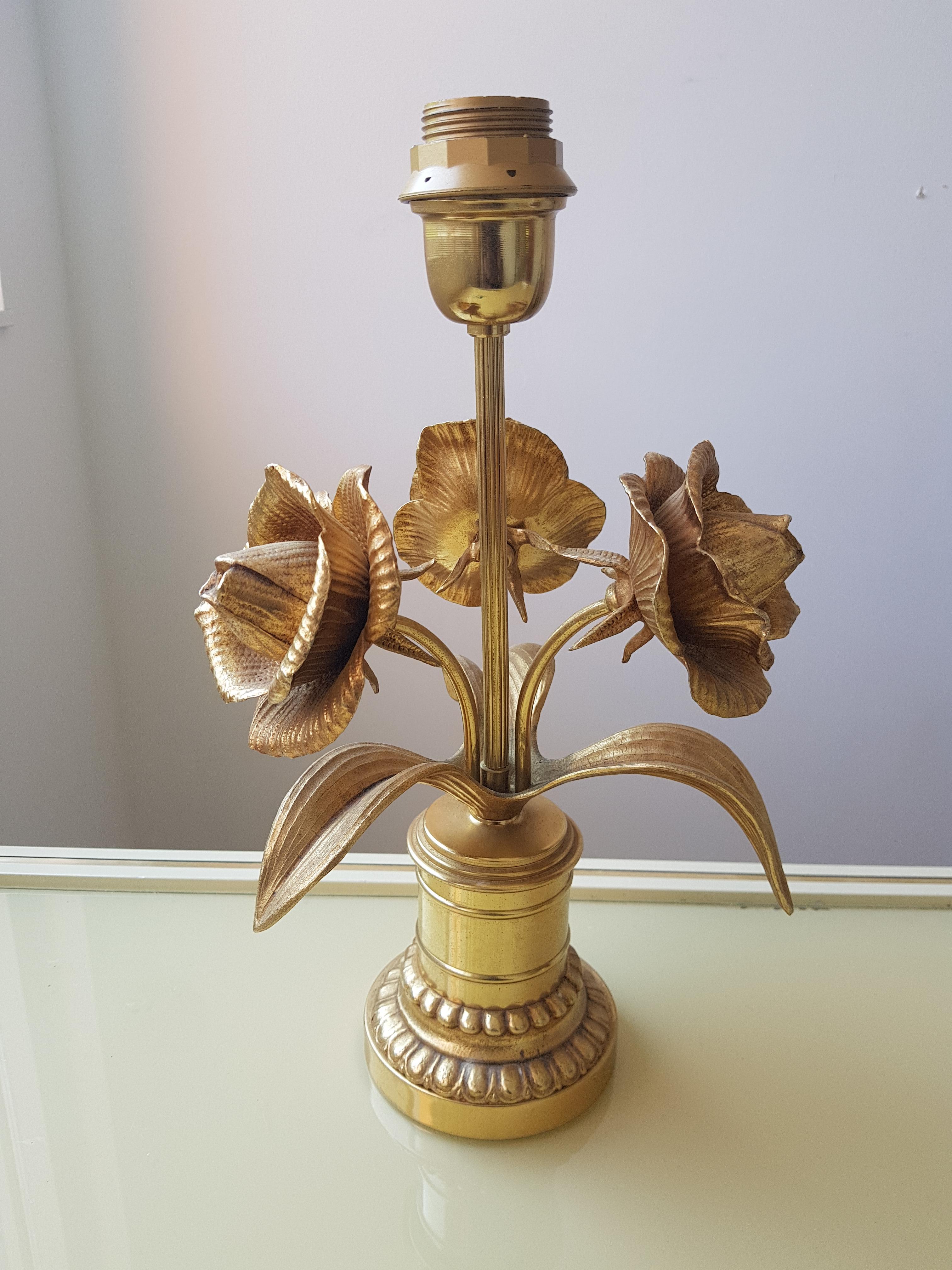 French Vintage Hollywood Regency Brass Table Lamp , 1970s For Sale