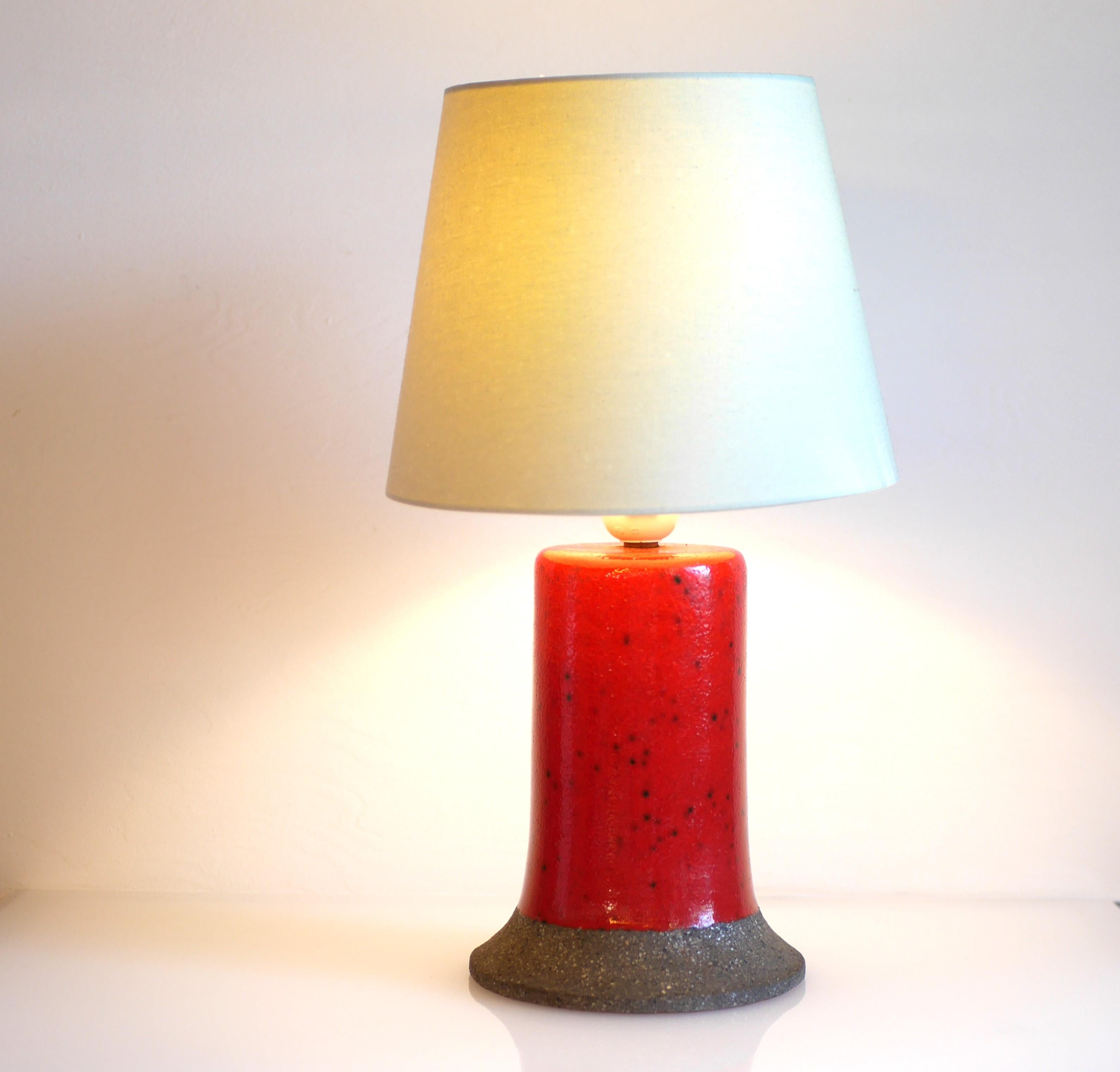 Late 20th Century Table lamp by Nittsjö, a bright red pottery lamp By Thomas Hellström For Sale