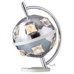 Table Lamp by Oscar Torlasco, Chromed Metal & Cut Glass, Italy, 1970s