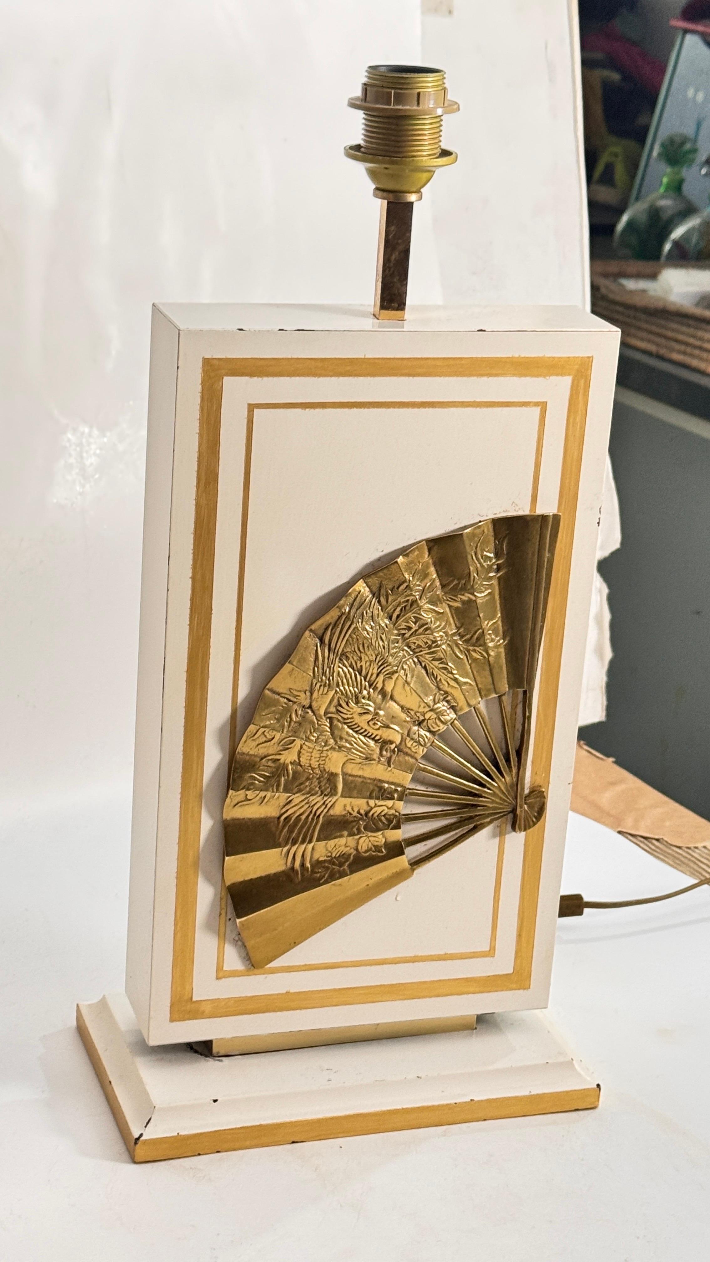 Lampe de table de Philippe Cheverny, grand modèle, laiton, bois  France 1970 en vente 6