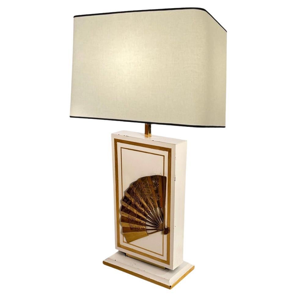 Lampe de table de Philippe Cheverny, grand modèle, laiton, bois  France 1970 Bon état - En vente à Auribeau sur Siagne, FR