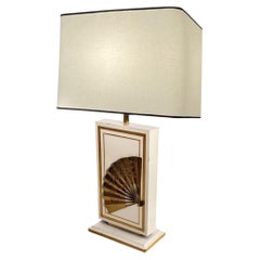 Tischlampe von Philippe Cheverny, großes Modell, Messing, Holz  Frankreich 1970