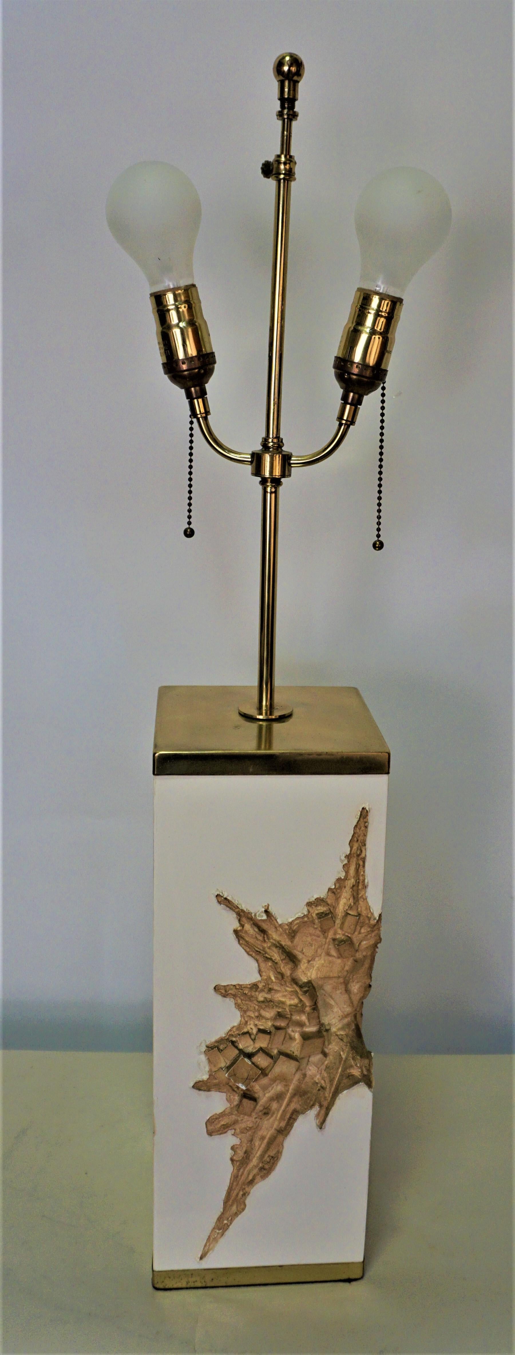 Table Lamp by Philippe Cheverny, Large Molded Resin, Rocky Mountain France, 1970 In Good Condition In Fairfax, VA
