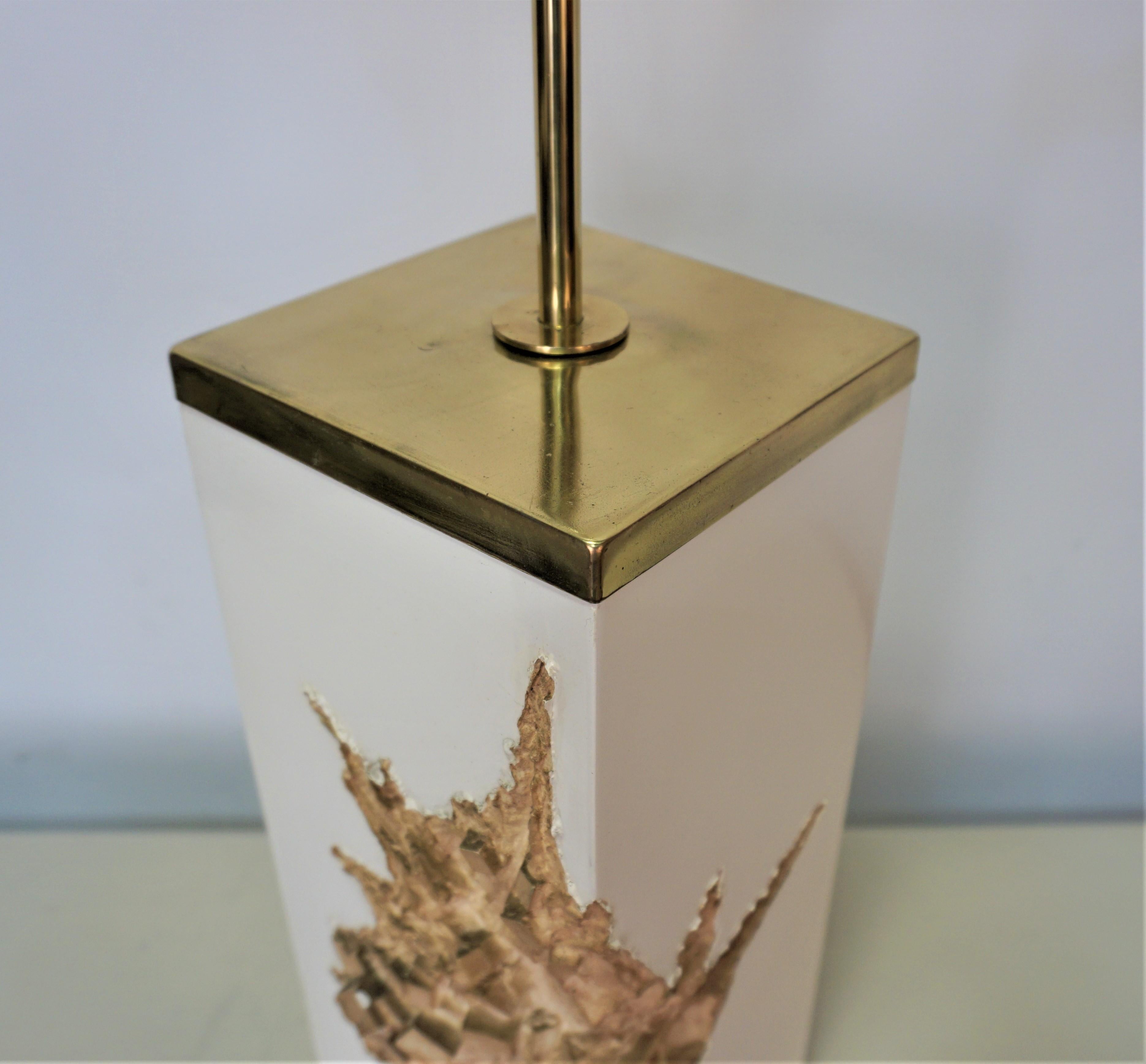 Table Lamp by Philippe Cheverny, Large Molded Resin, Rocky Mountain France, 1970 1