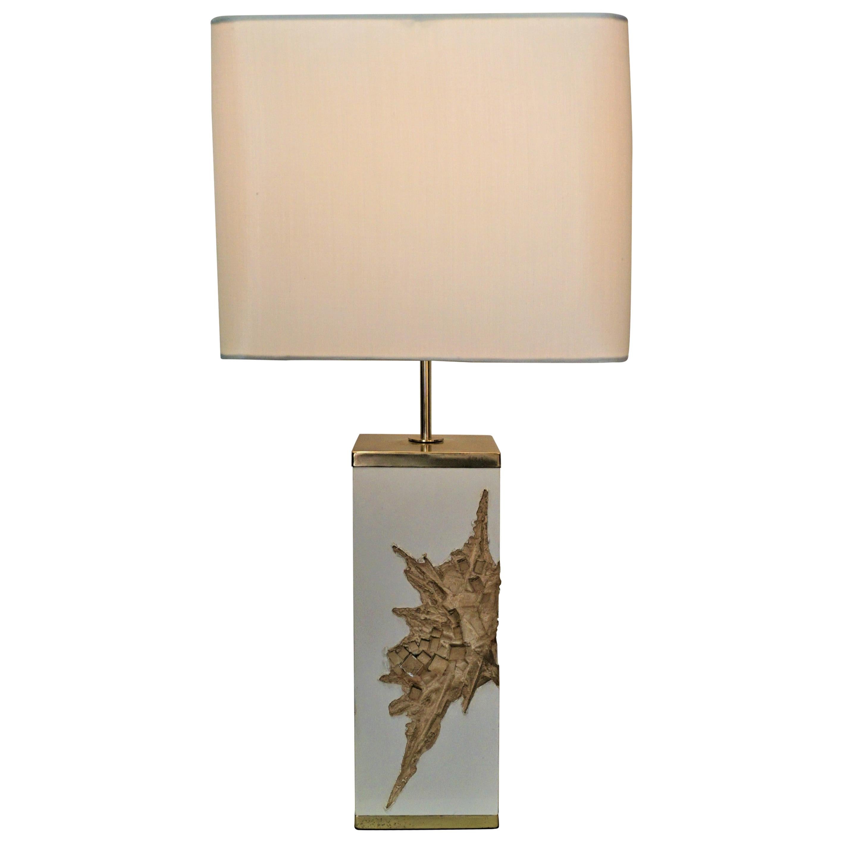 Table Lamp by Philippe Cheverny, Large Molded Resin, Rocky Mountain France, 1970
