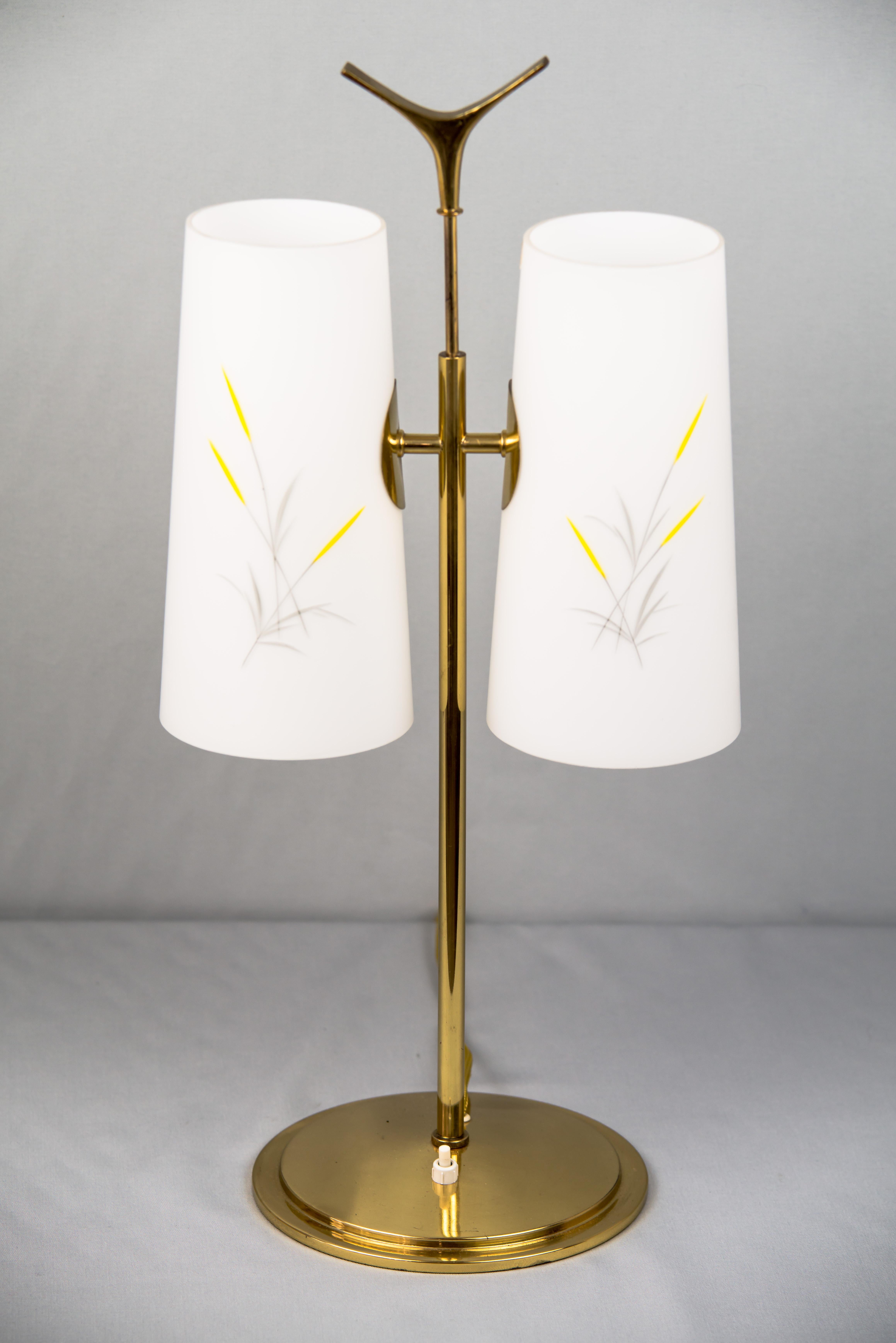 Table lamp by Rupert Nikoll, 1960s (marked)
Original condition
Hand painted glass shades.