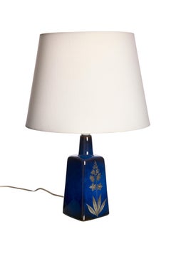 Table lamp by Sven Jonson, glazed stoneware with silver inlay, Gustavsberg, 1960