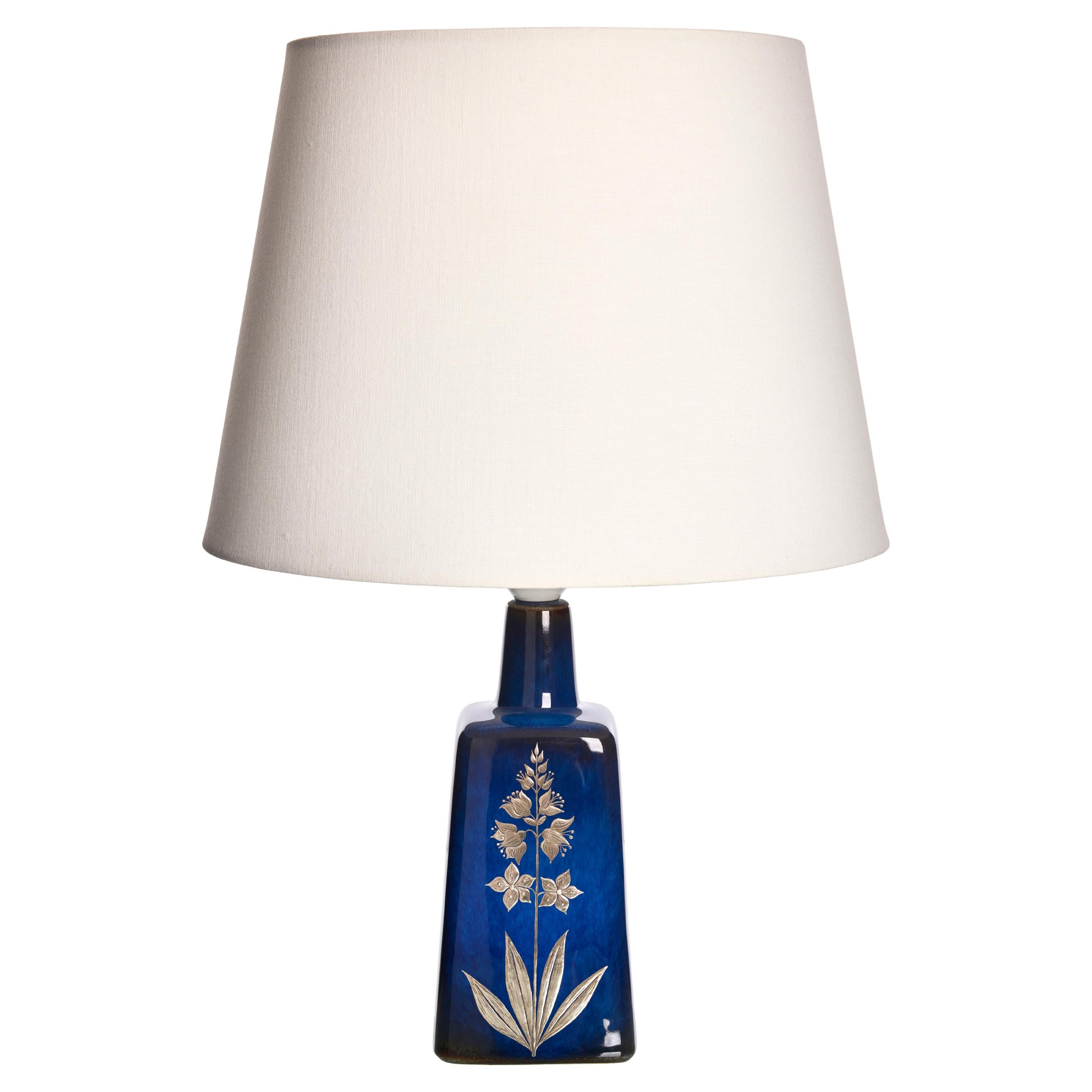 Lampe de bureau Sven Jonson, grès vernissé avec incrustation d'argent, Gustavsberg, 1960