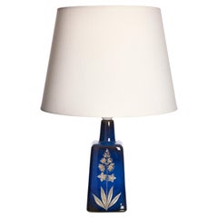 Tischlampe von Sven Jonson, glasiertes Steingut mit Silberintarsien, Gustavsberg, 1960