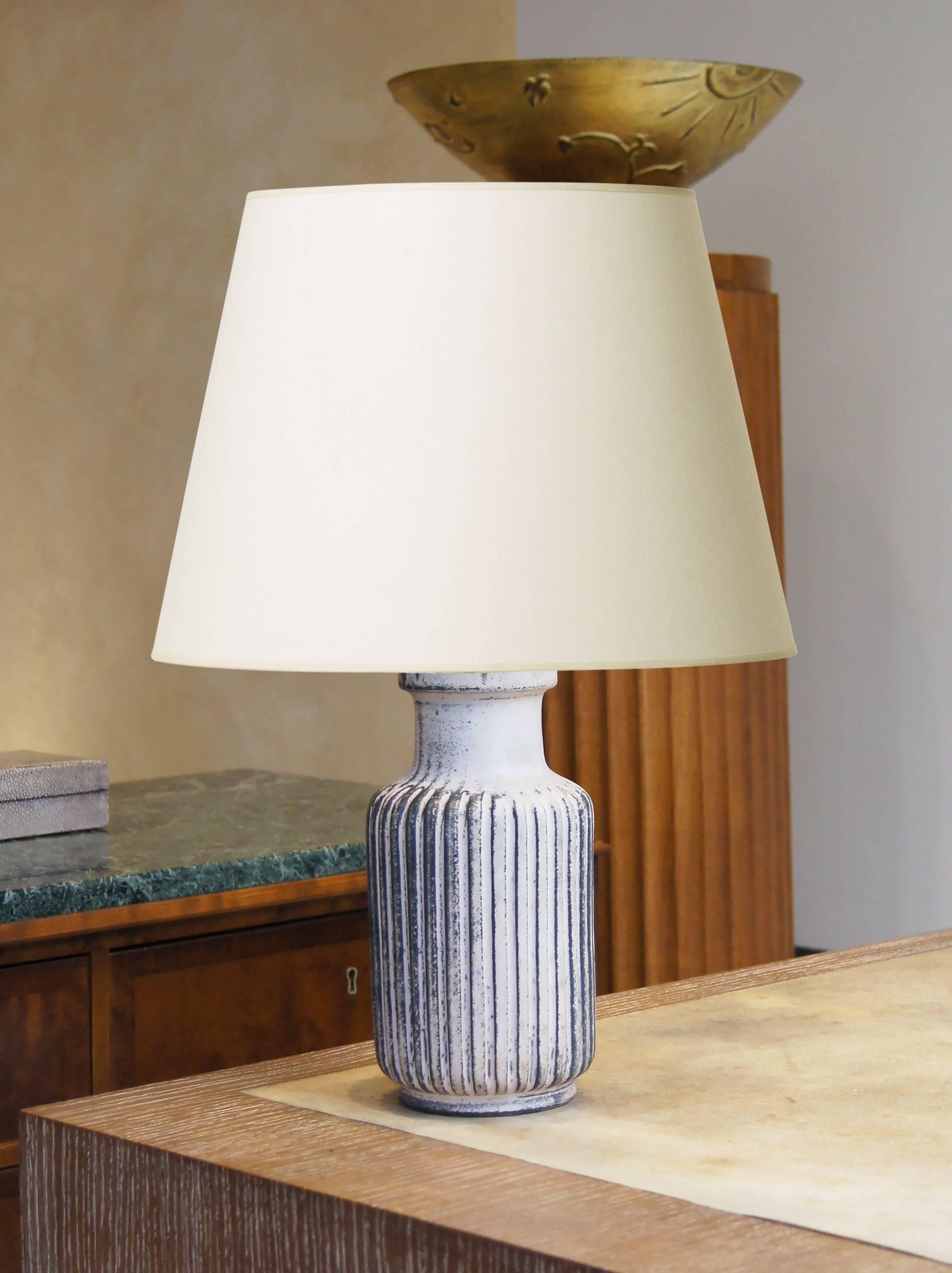 Art Deco Table Lamp by Svend Hammershøi with Pale Rose-Black Glazing For Sale