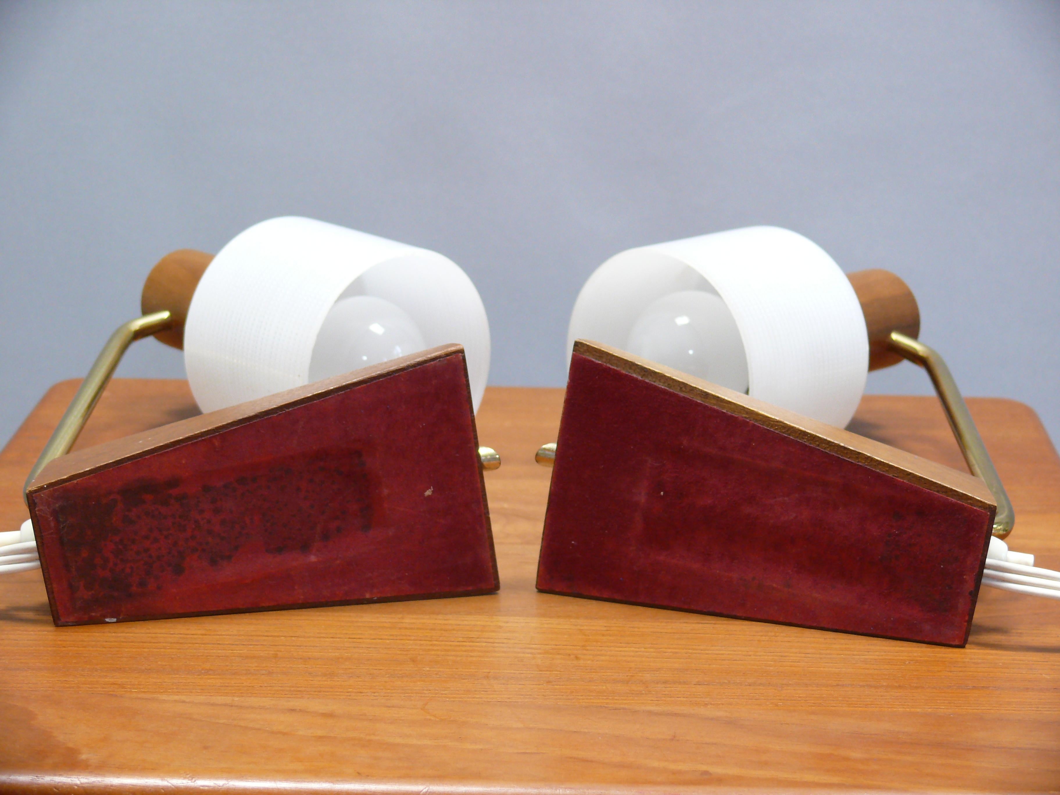 Table Lamp by TEMDE - glass, teak, brass, - Germany, 1960s 4