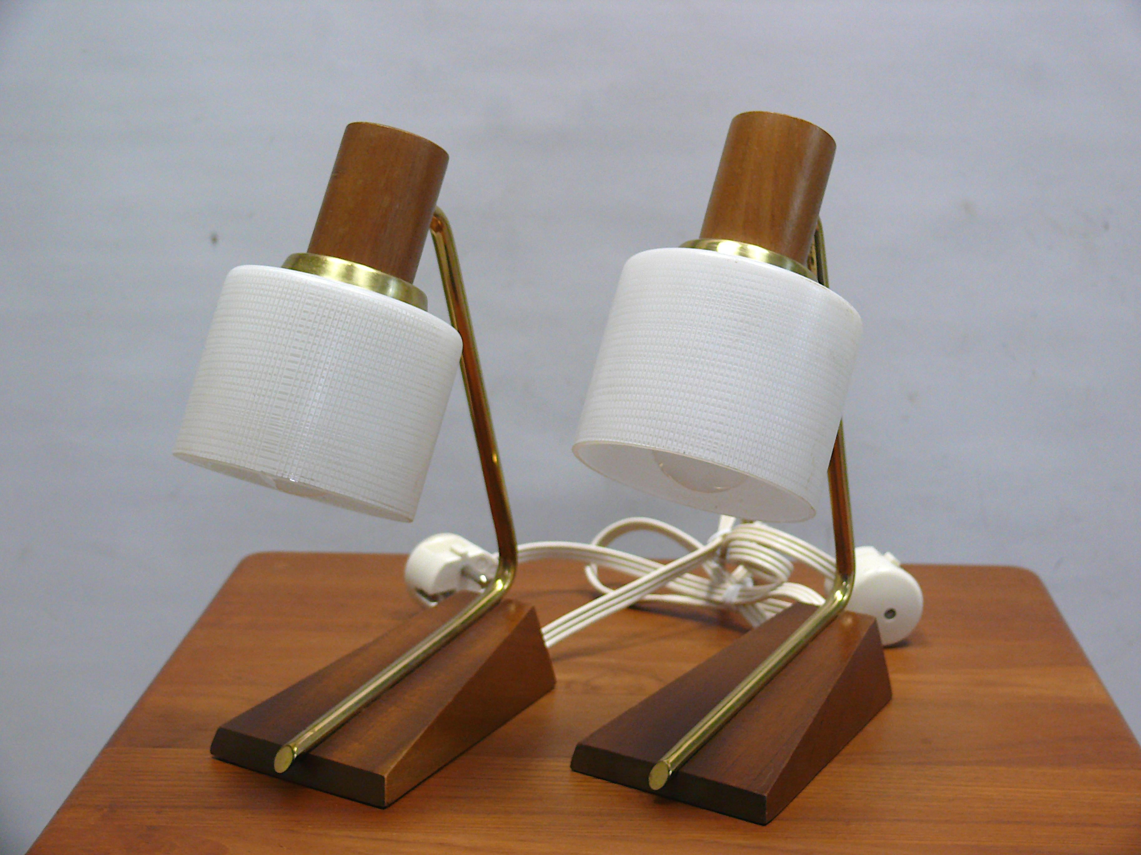Table Lamp by TEMDE - glass, teak, brass, - Germany, 1960s 5