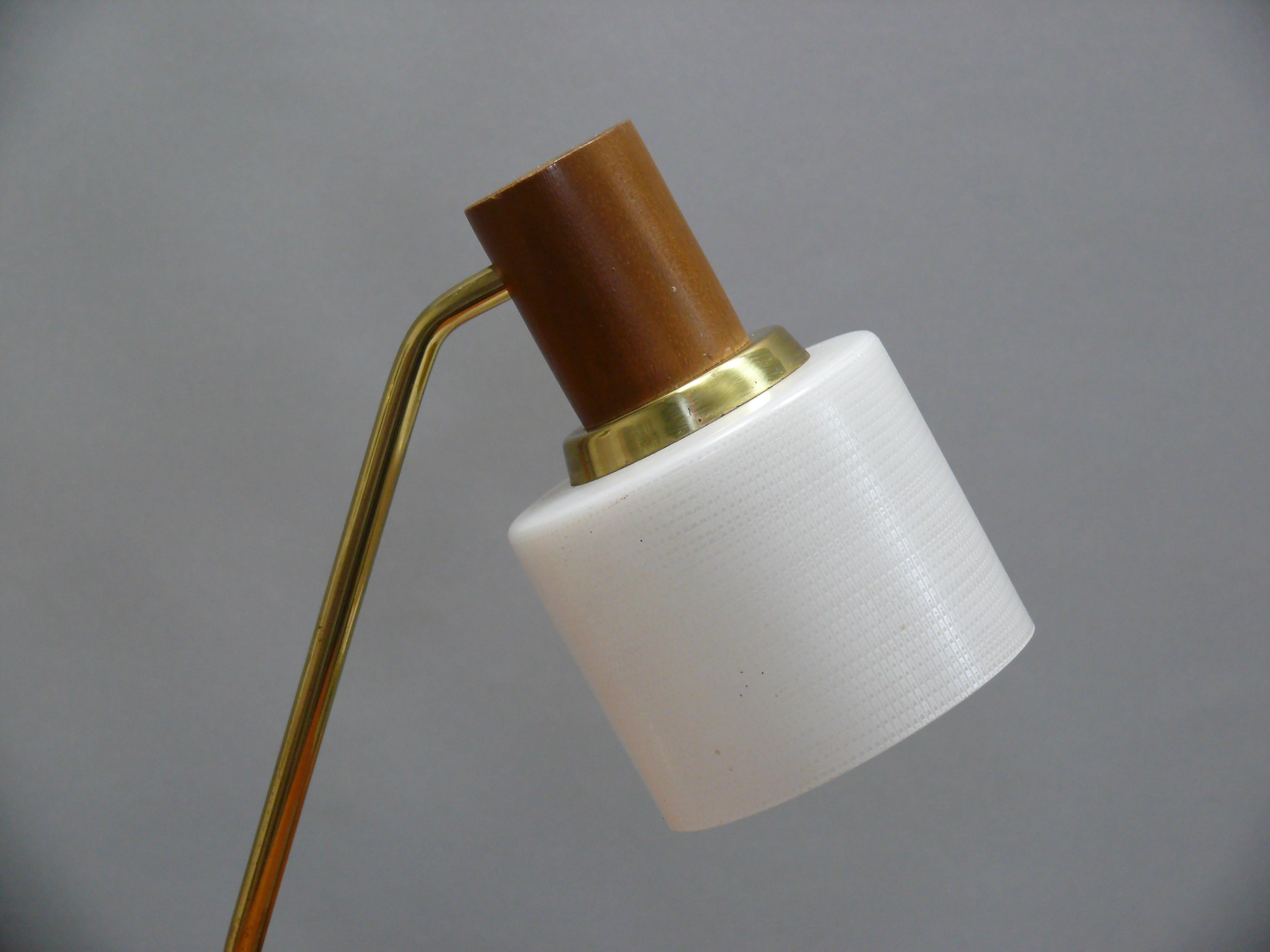 Mid-20th Century Table Lamp by TEMDE - glass, teak, brass, - Germany, 1960s