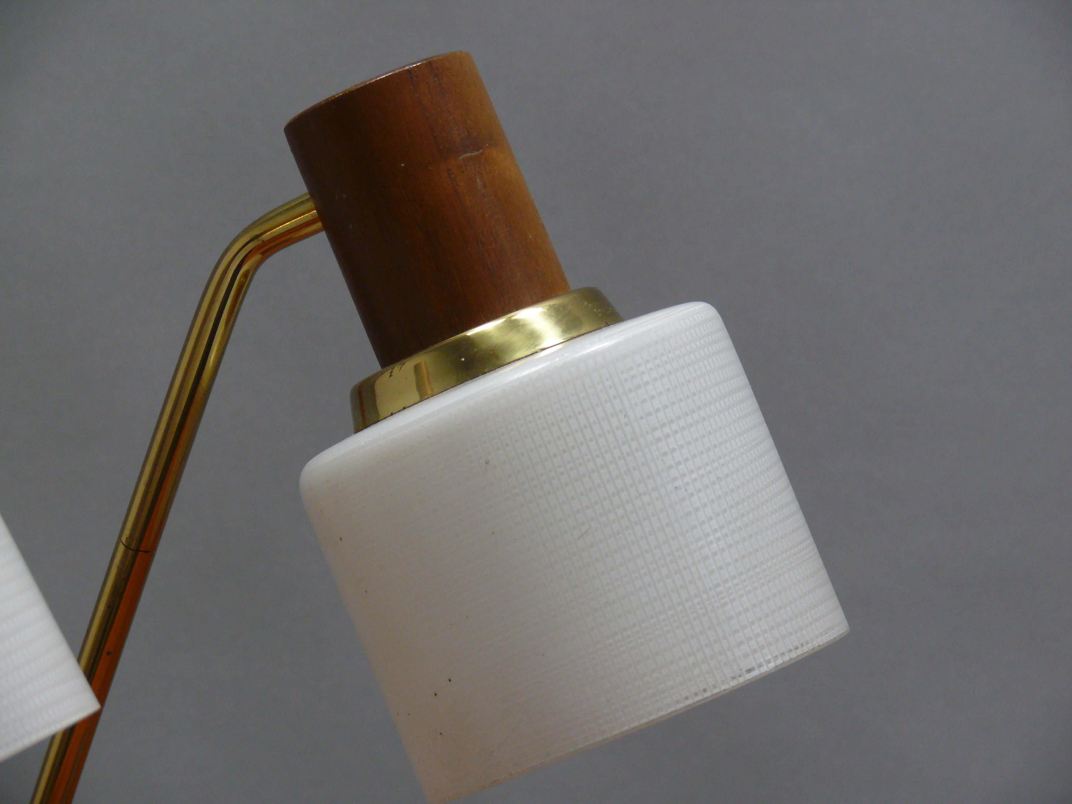 Copper Table Lamp by TEMDE - glass, teak, brass, - Germany, 1960s