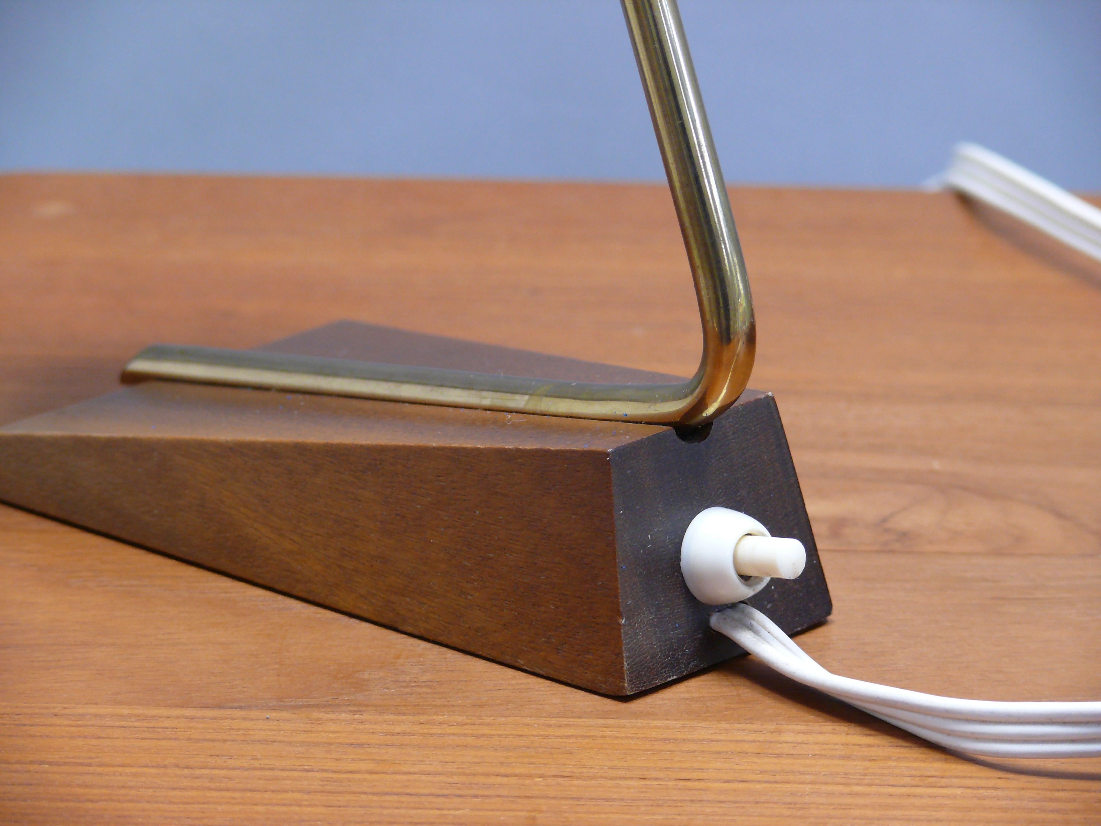 Table Lamp by TEMDE - glass, teak, brass, - Germany, 1960s 3