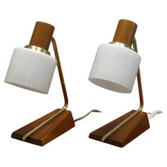 Table Lamp by TEMDE - glass, teak, brass, - Germany, 1960s