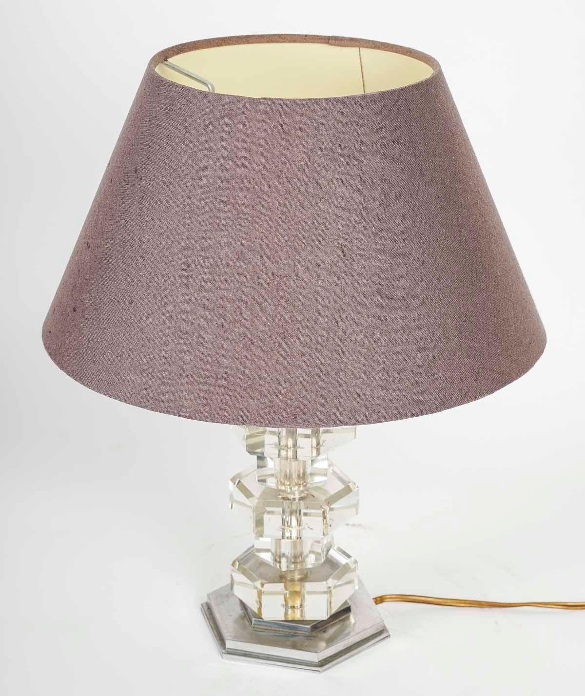 Metal Table Lamp by the Artist Henri Morand, 1940, Modernist Style. For Sale