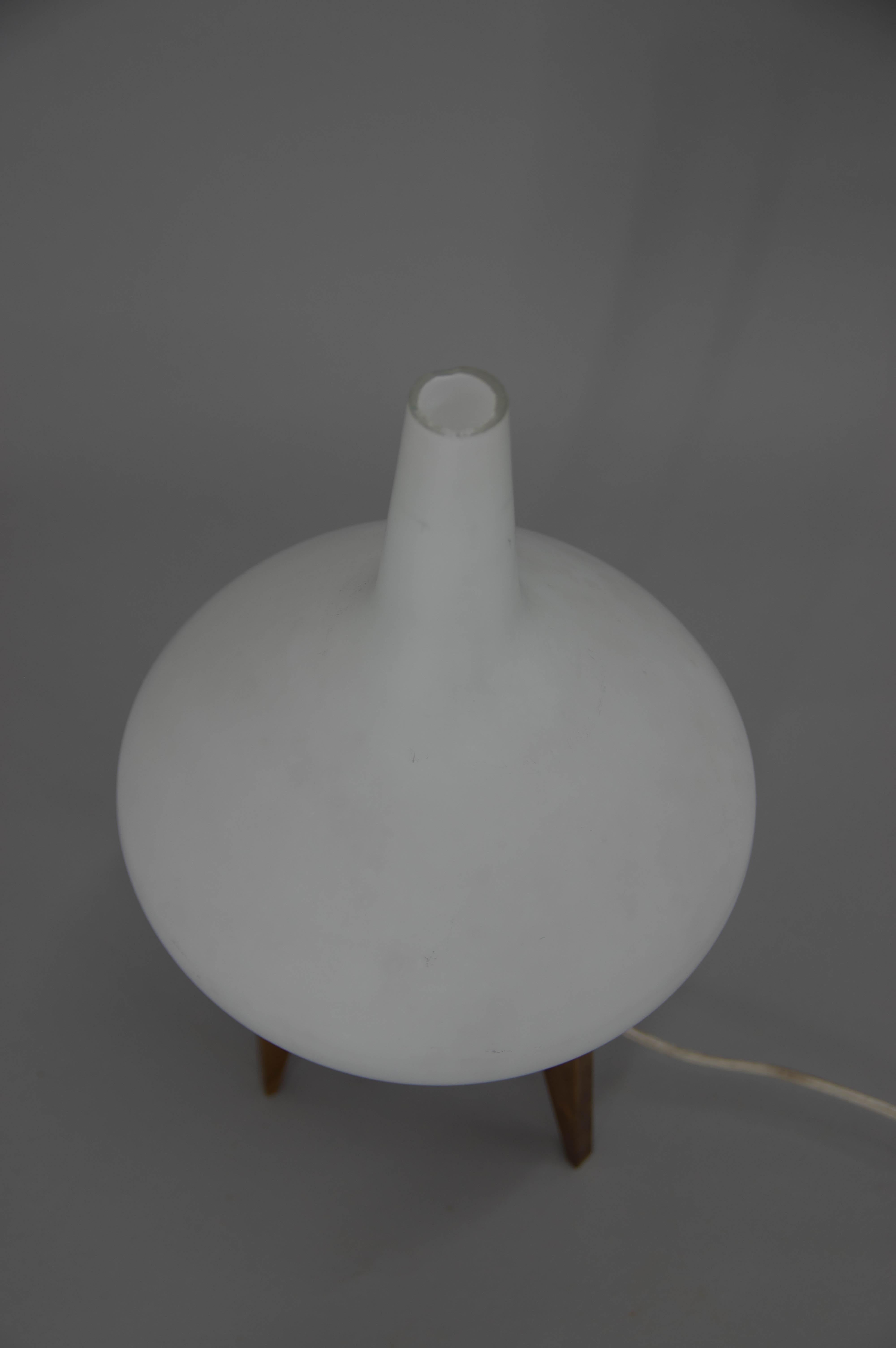 Glass Table Lamp by ULUV, Czechoslovakia, 1960s For Sale
