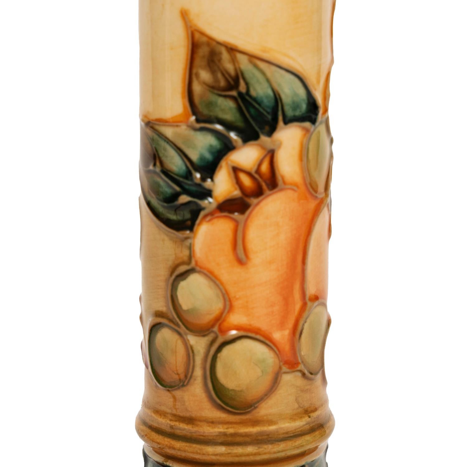 Tischlampe, Kerzenständer mit Pfauen-Ocker-Muster, 30 cm/12
