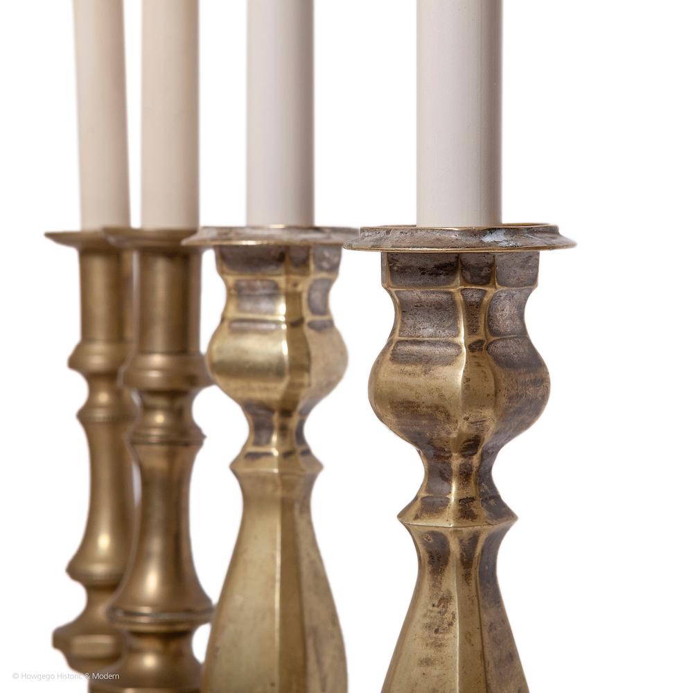 Table Lamp Candlesticks Pair Brass Turned For Sale 1