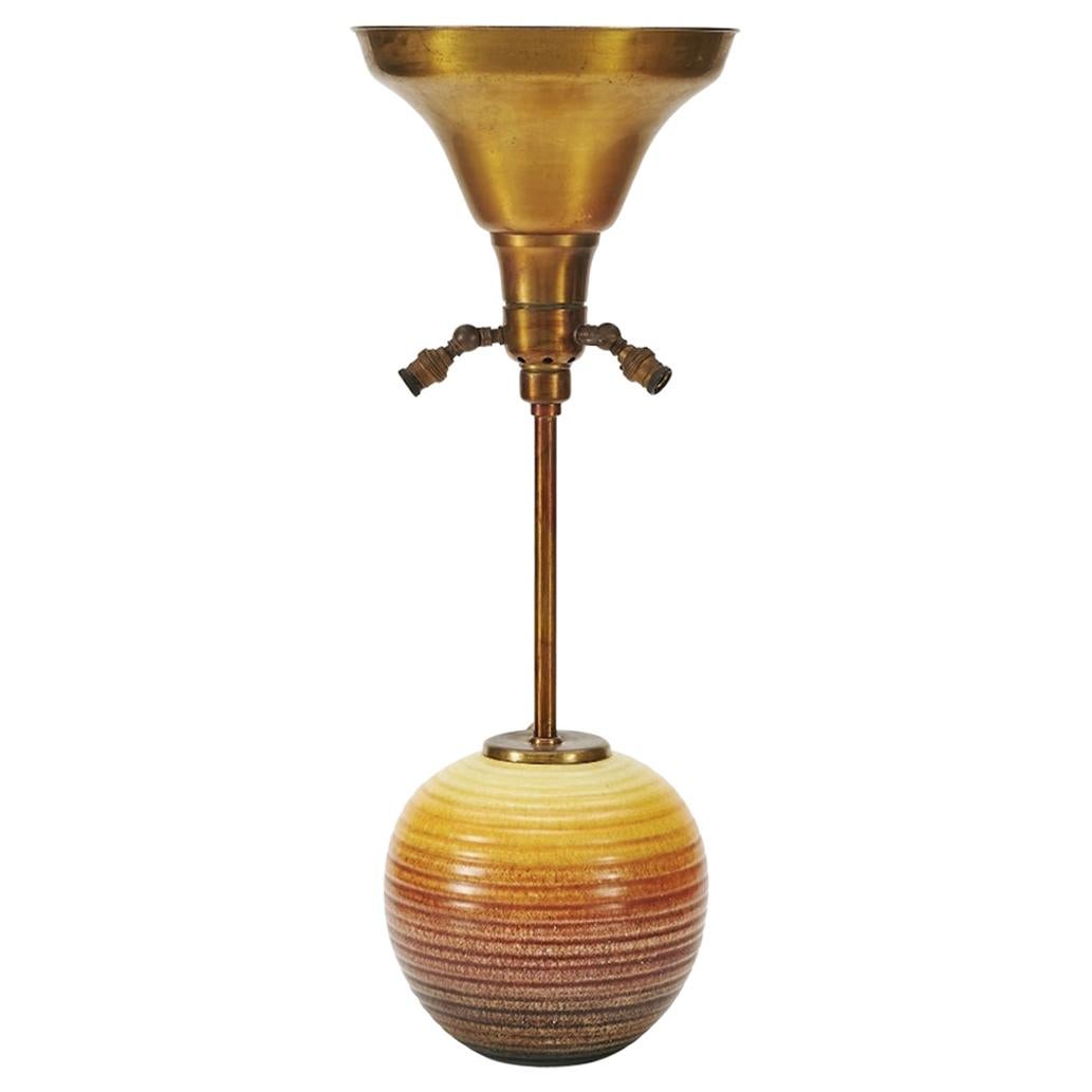 Table Lamp, Ceramic and Brass, 1930s
