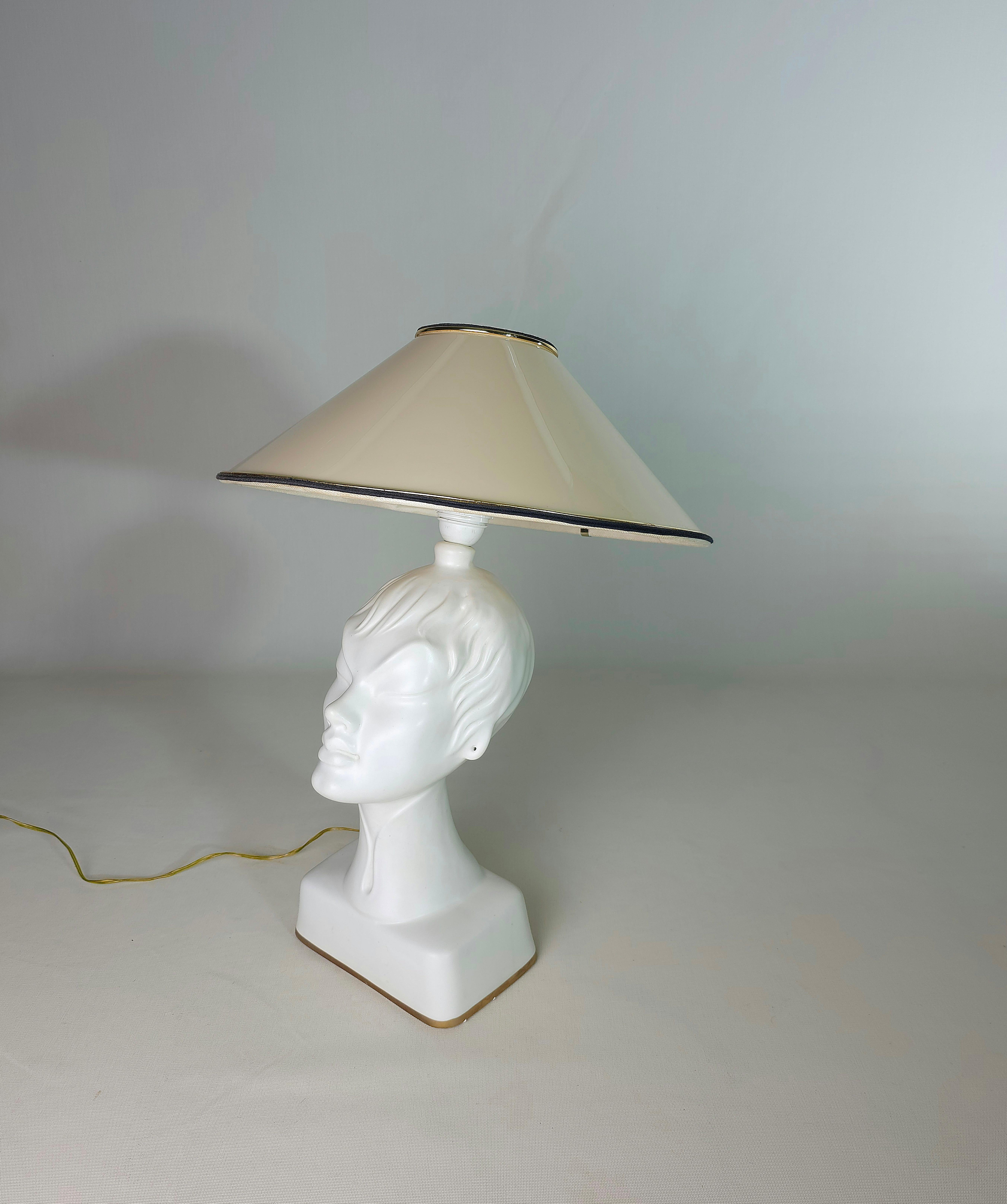 Tischlampe Keramik Kunststoff Material Sicas Midcentury Modern Italienisches Design 1960er Jahre im Angebot 8