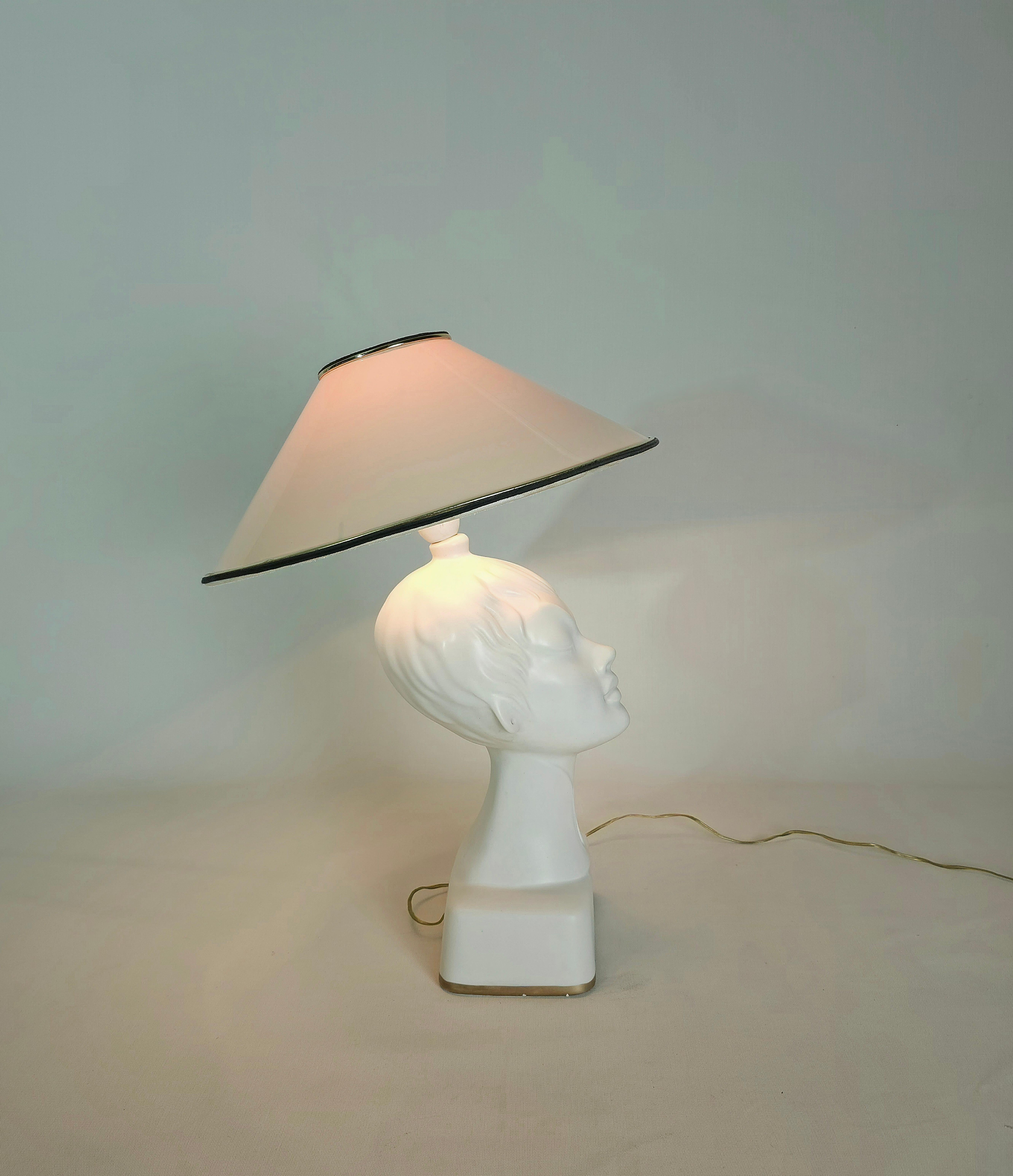 Tischlampe Keramik Kunststoff Material Sicas Midcentury Modern Italienisches Design 1960er Jahre im Angebot 3