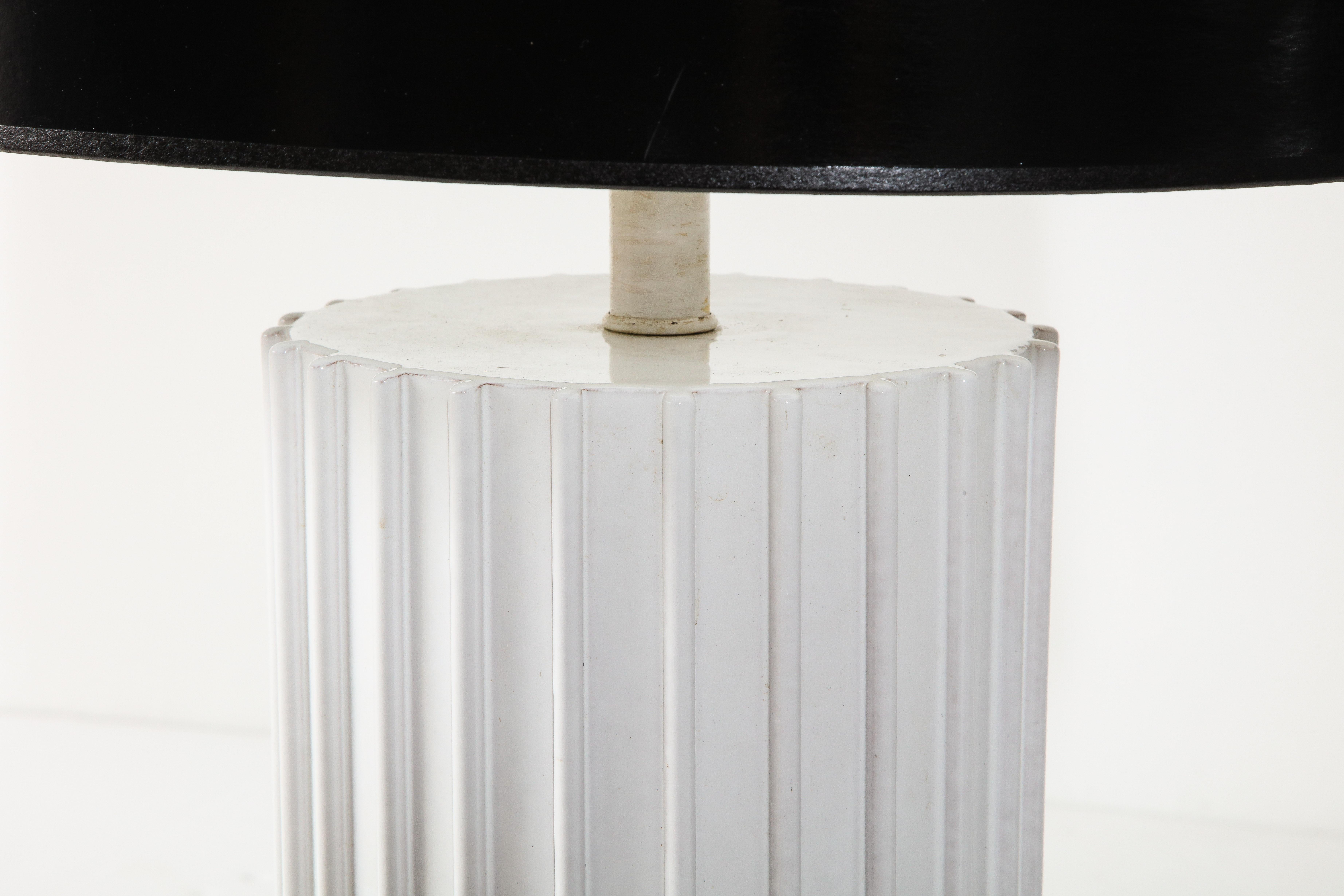 Mid-Century Modern Table Lamp, White Ceramic, Midcentury, Tall White Ceramic Lamp, C 1960 For Sale