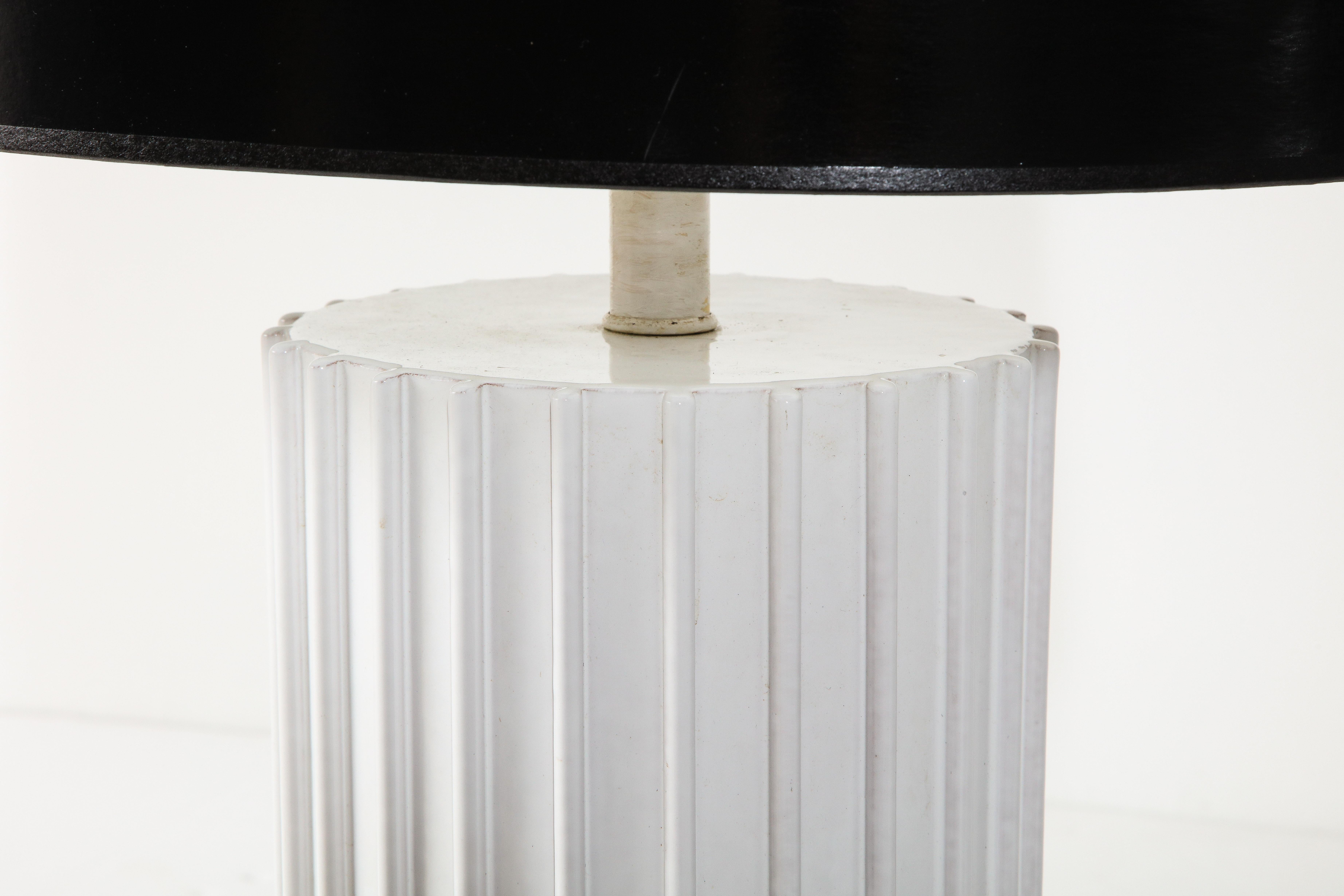 Mid-Century Modern Table Lamp, Ceramic, White, Midcentury, Tall White Ceramic Lamp, C 1960 For Sale