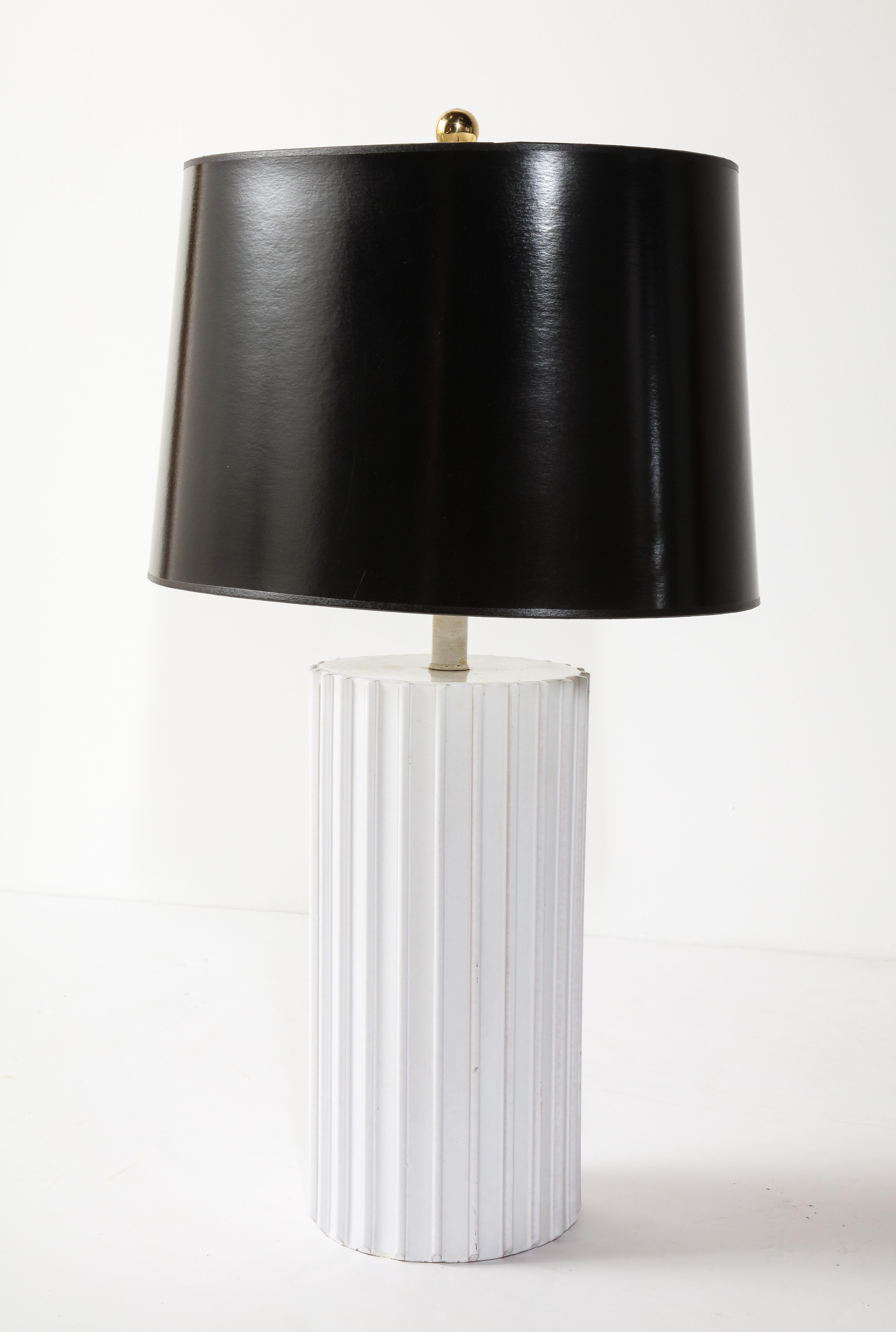 Hand-Crafted Table Lamp, Ceramic, White, Midcentury, Tall White Ceramic Lamp, C 1960 For Sale