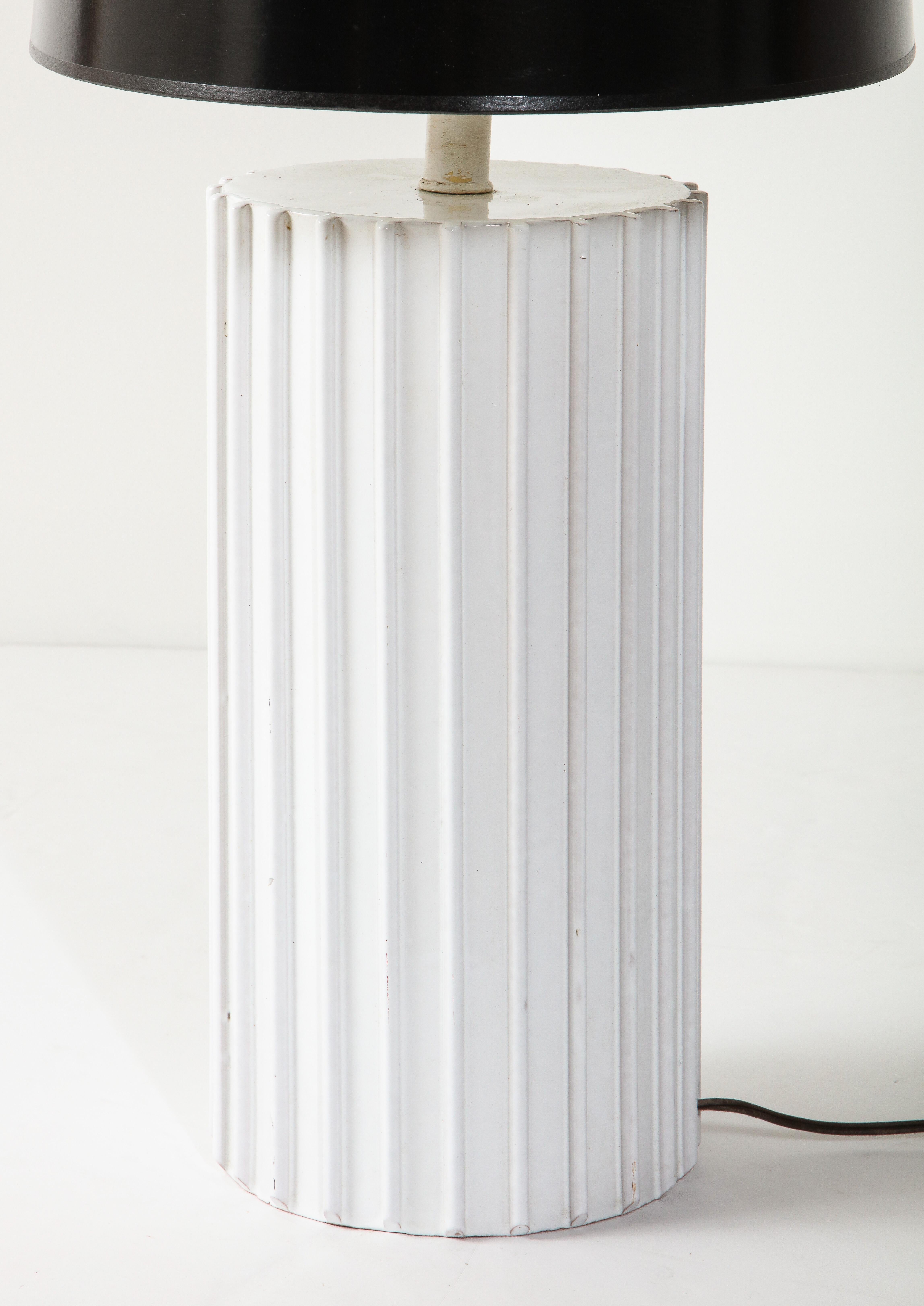 Mid-20th Century Table Lamp, White Ceramic, Midcentury, Tall White Ceramic Lamp, C 1960 For Sale