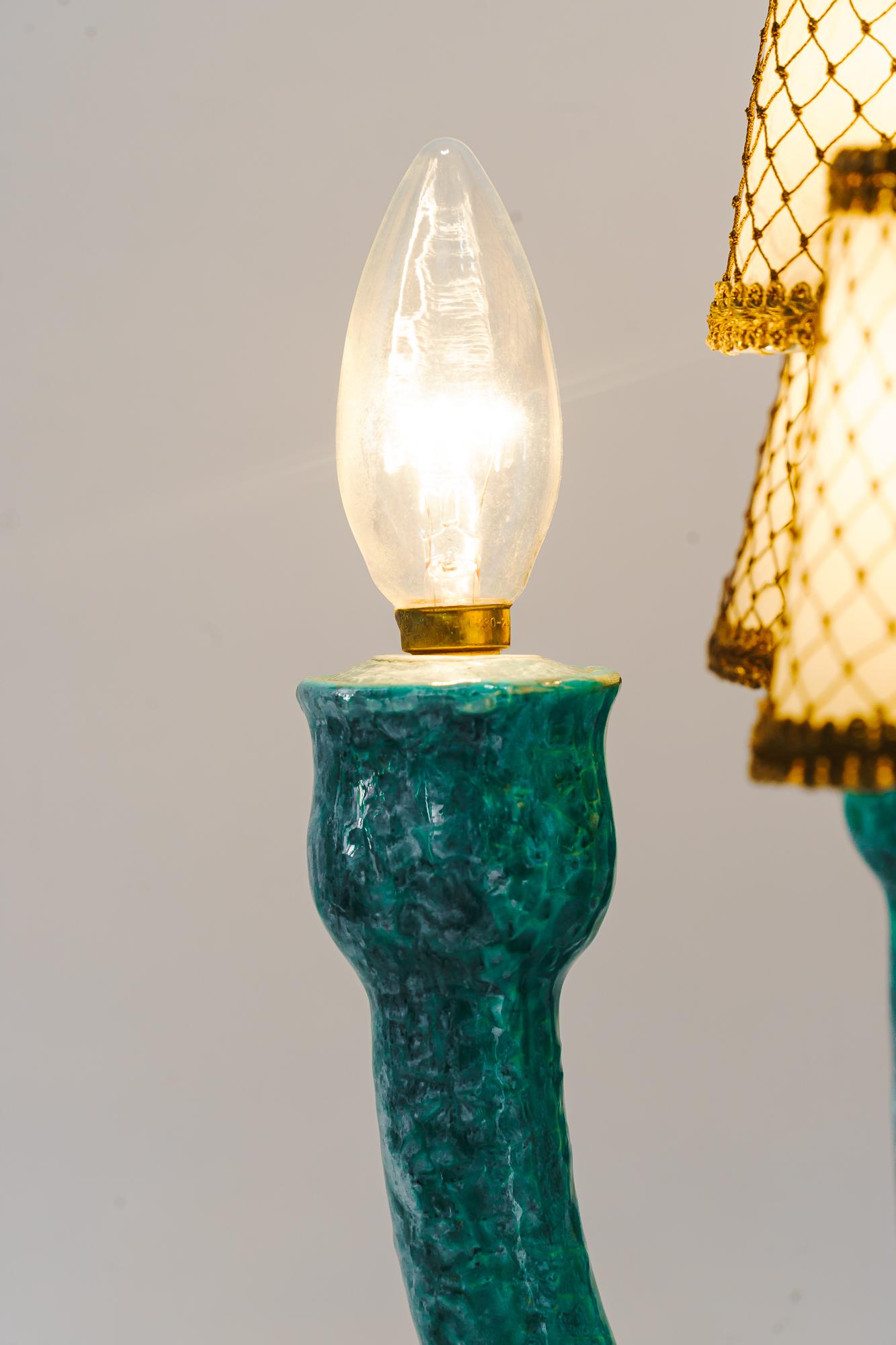 Painted Table Lamp Cermaic Vienna, circa1950s For Sale