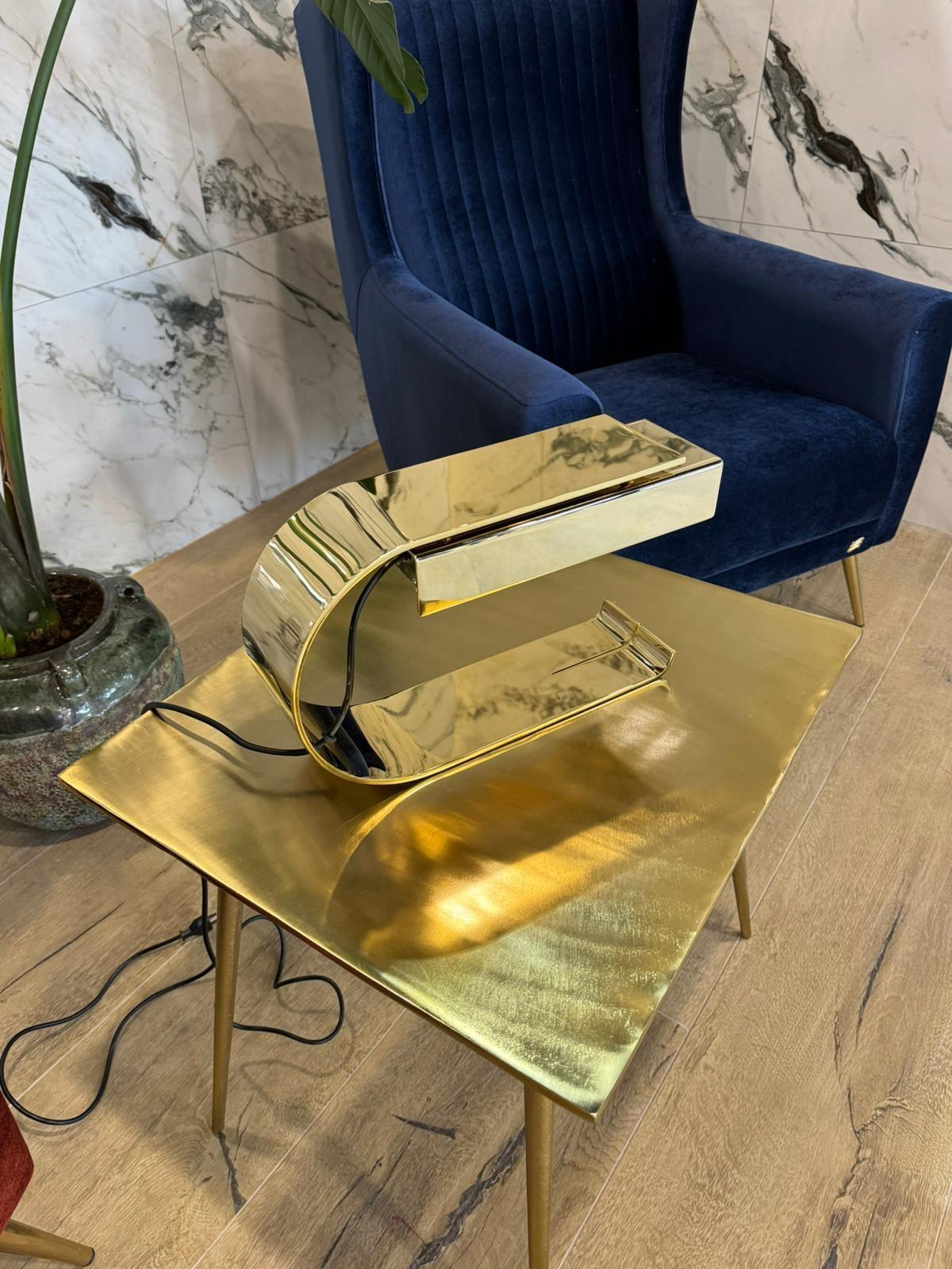 Industrial Table lamp CG01 Ltd Gold Shiny 24K designed in 1968 For Sale