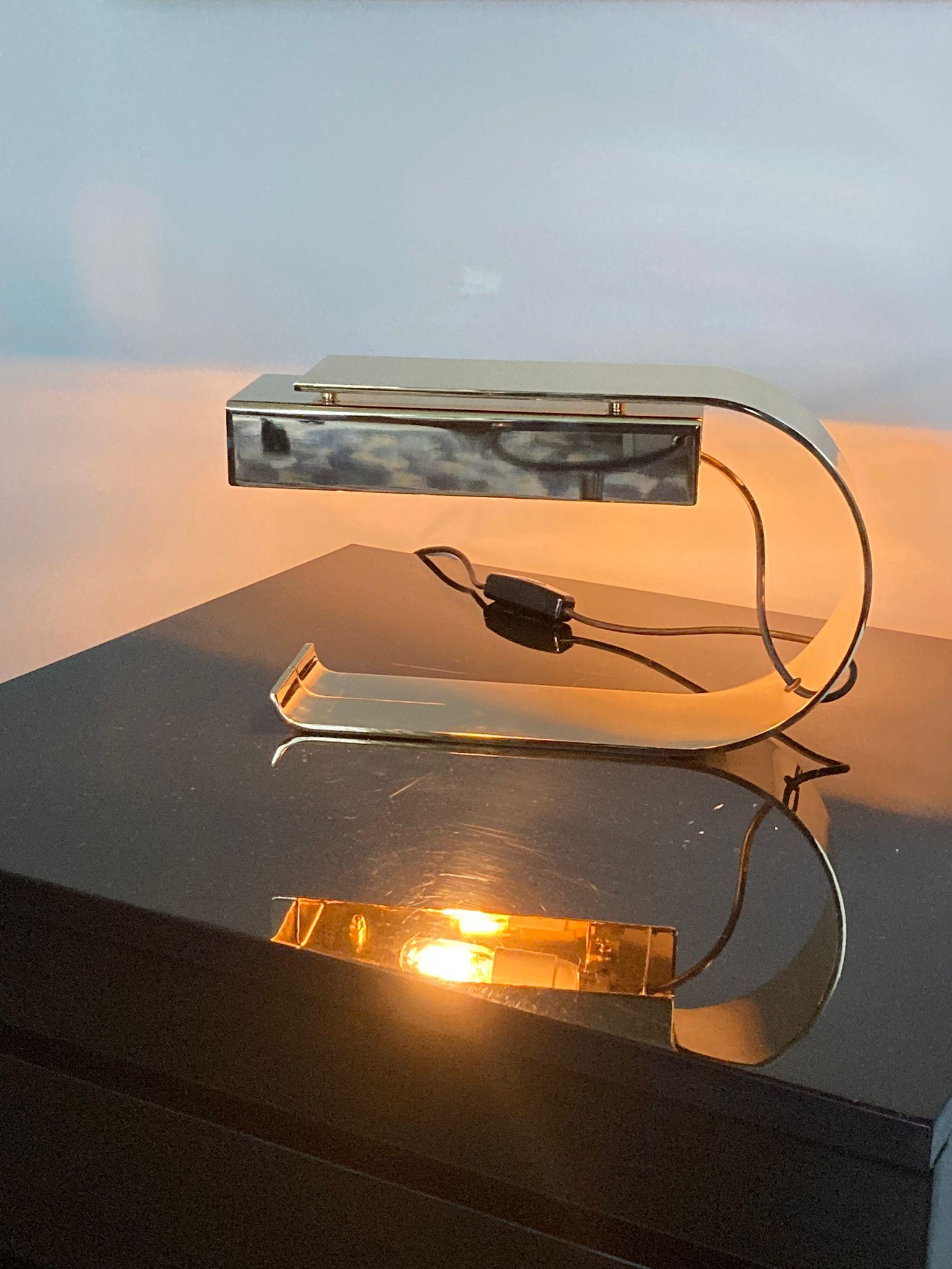 Belgian Table lamp CG01 Ltd Gold Shiny 24K designed in 1968 For Sale