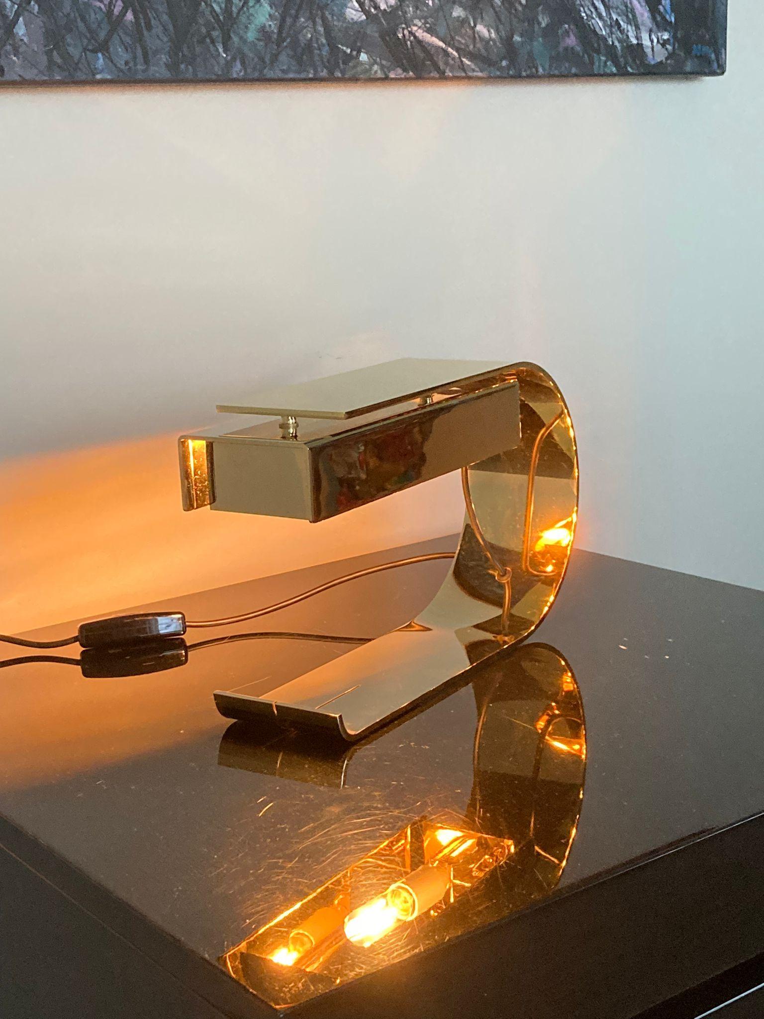 Painted Table lamp CG01 Ltd Gold Shiny 24K designed in 1968 For Sale