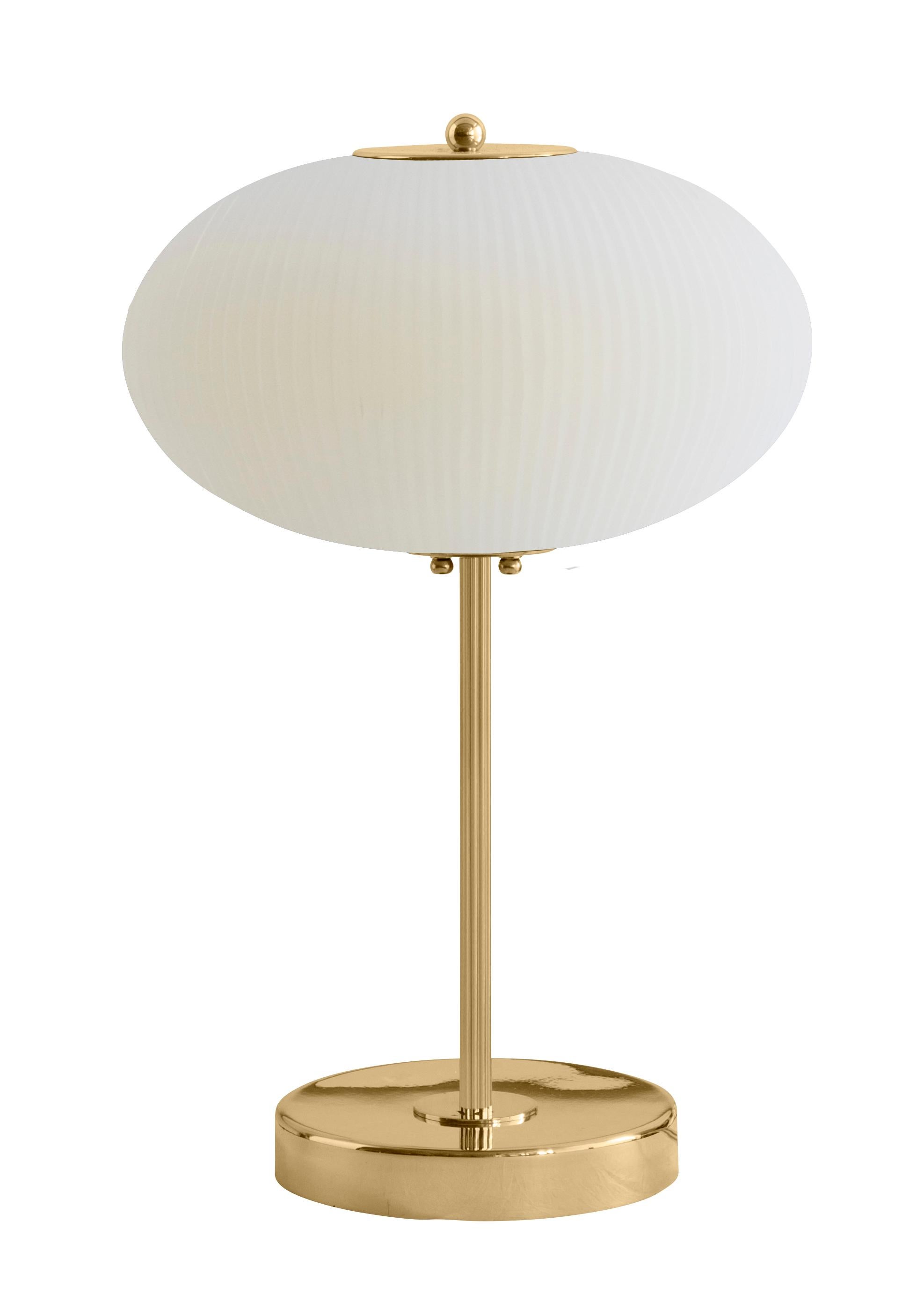 Table lamp china 07 by Magic Circus Editions
Dimensions: H 50 x W 32 x D 32 cm
Materials: Brass, mouth blown glass sculpted with a diamond saw
Colour: Enamel soft white

Available finishes: Brass, nickel
Available colours: enamel soft white,