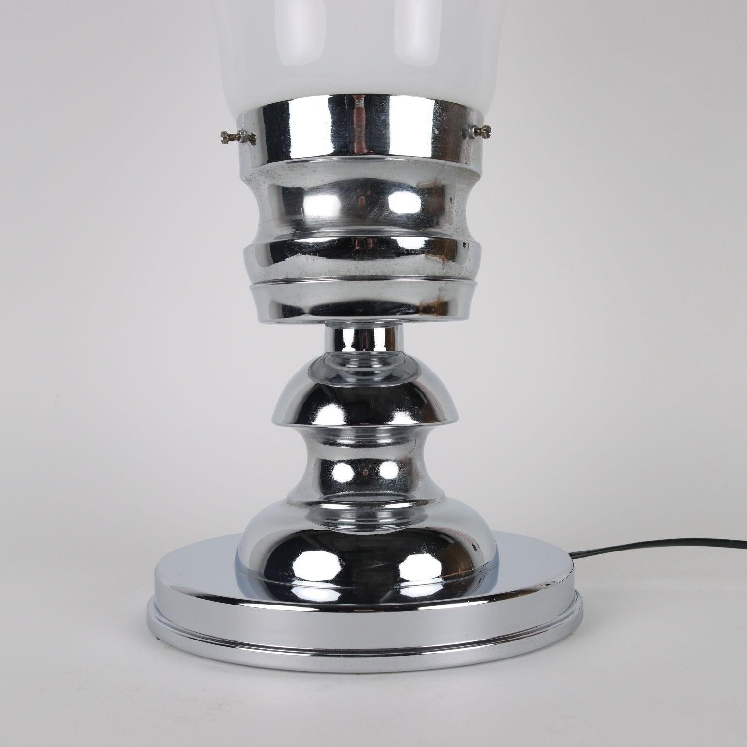 Polychromed Table Lamp Chromed Metal Glass Italy 1960s-1970s